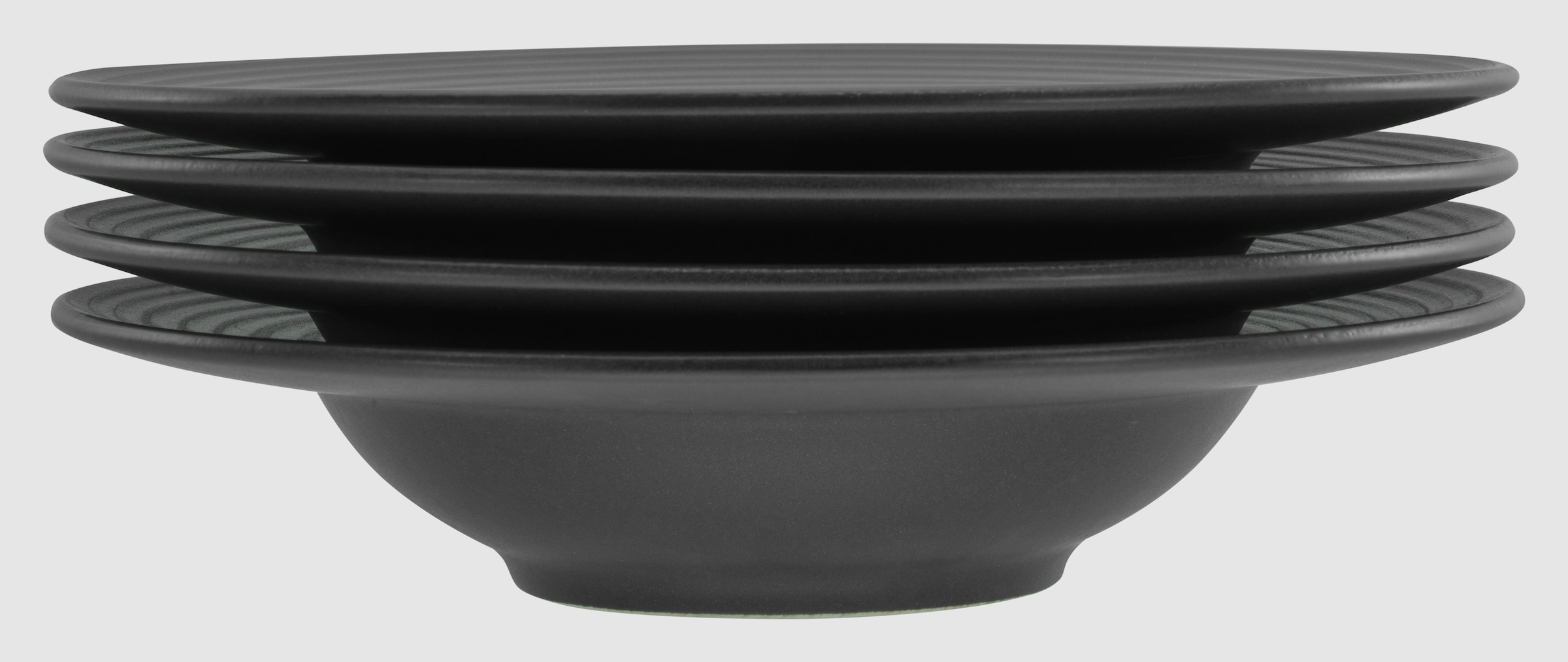 CreaTable Pastateller »Lava Stone Black, Pasta Gourmetteller Set 4-tlg« Seidenmatte Glasur