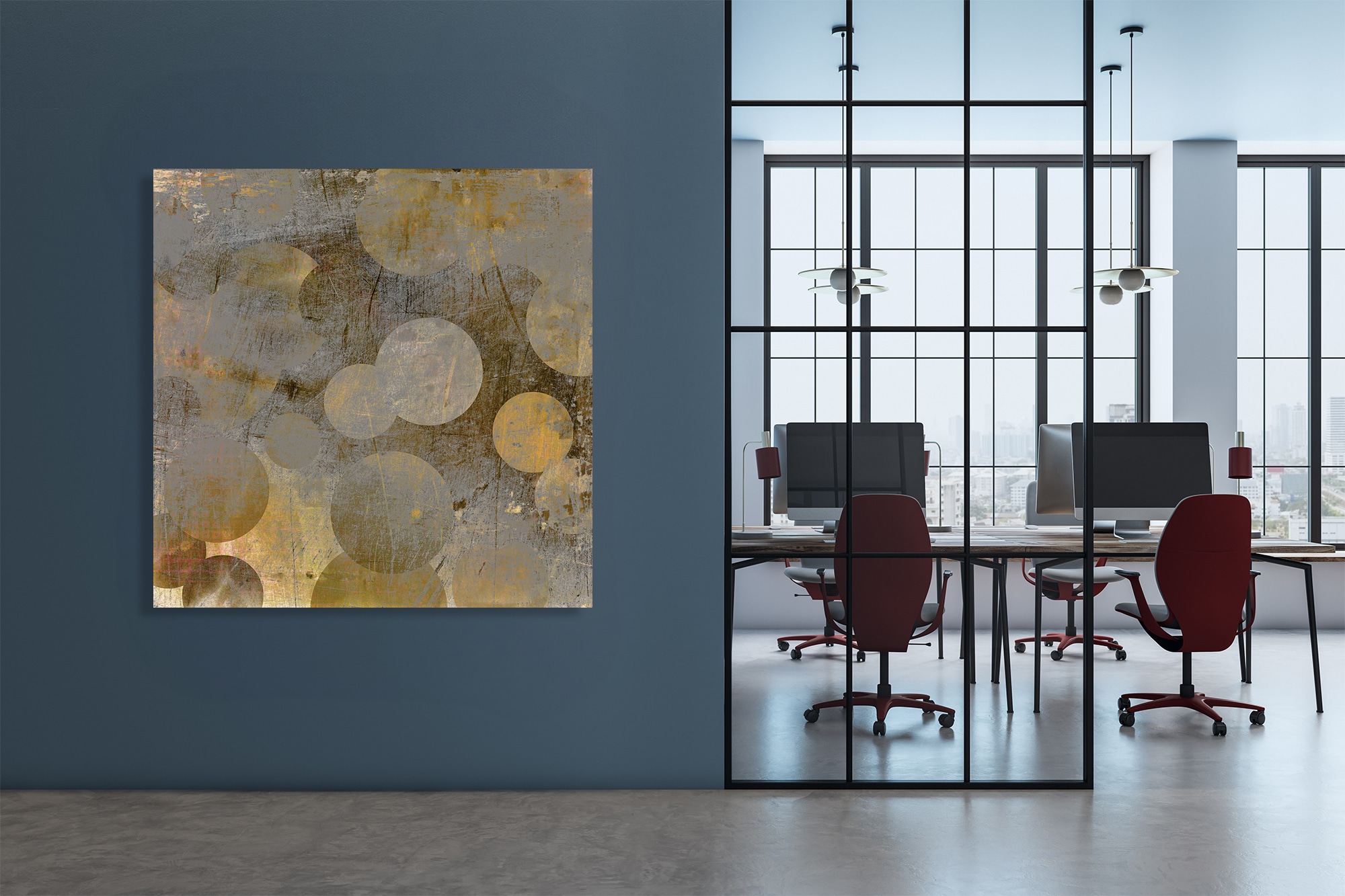 queence XXL-Wandbild »Akustikbild Abstrakt Gold« Abstrakt | Abstrakte | Art | Formen | Gemälde | Kunst 1 Stk. tlg. Einfache Akustiklösung ohne Baumaßnahme, Schalldämmung, Paneele