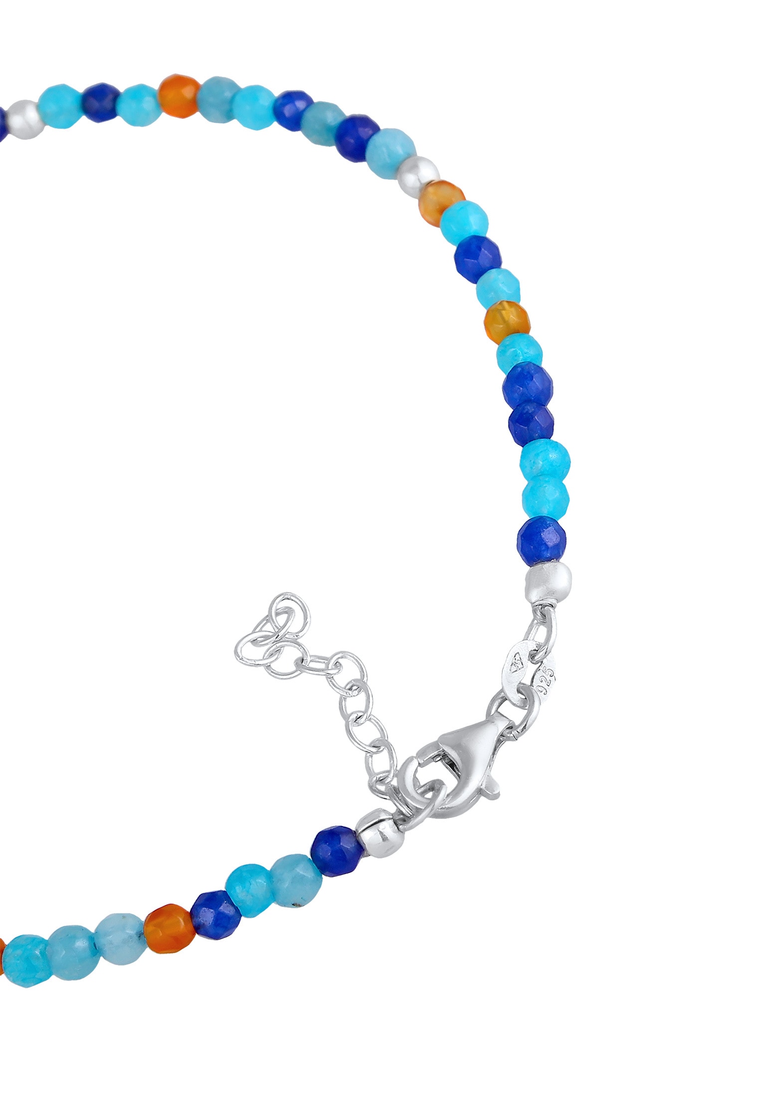 Elli Fußkette »Fußschmuck Achat Kugeln Blau Bunt 925 Silber«