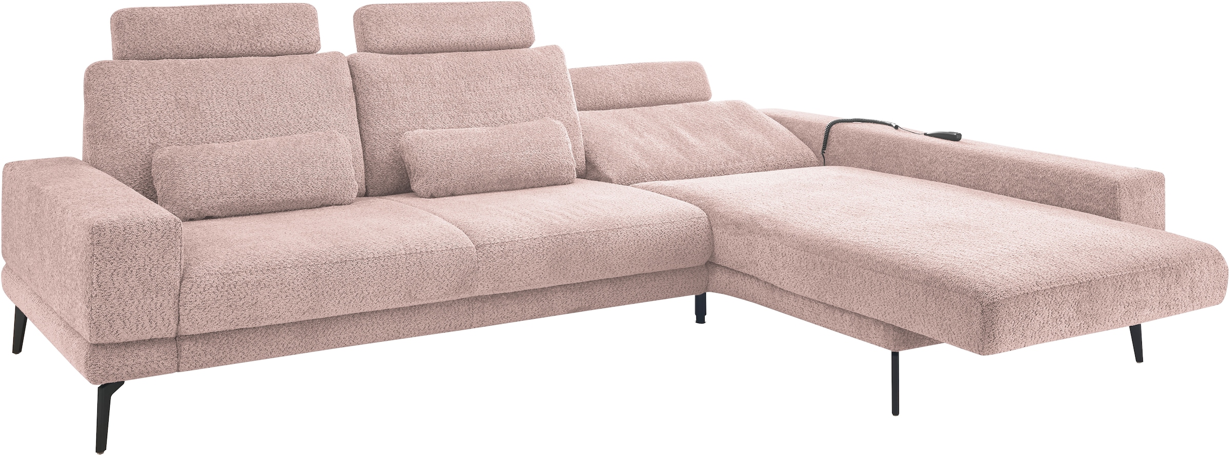 set one by Musterring Ecksofa »SO 3600, inkl motor. Sitztiefenverstellung, Kopfstützen, Nierenkissen«, Sitzhöhe 42 cm, Kaltschaum, Breite 293 x Tiefe 180 cm, Kama rose