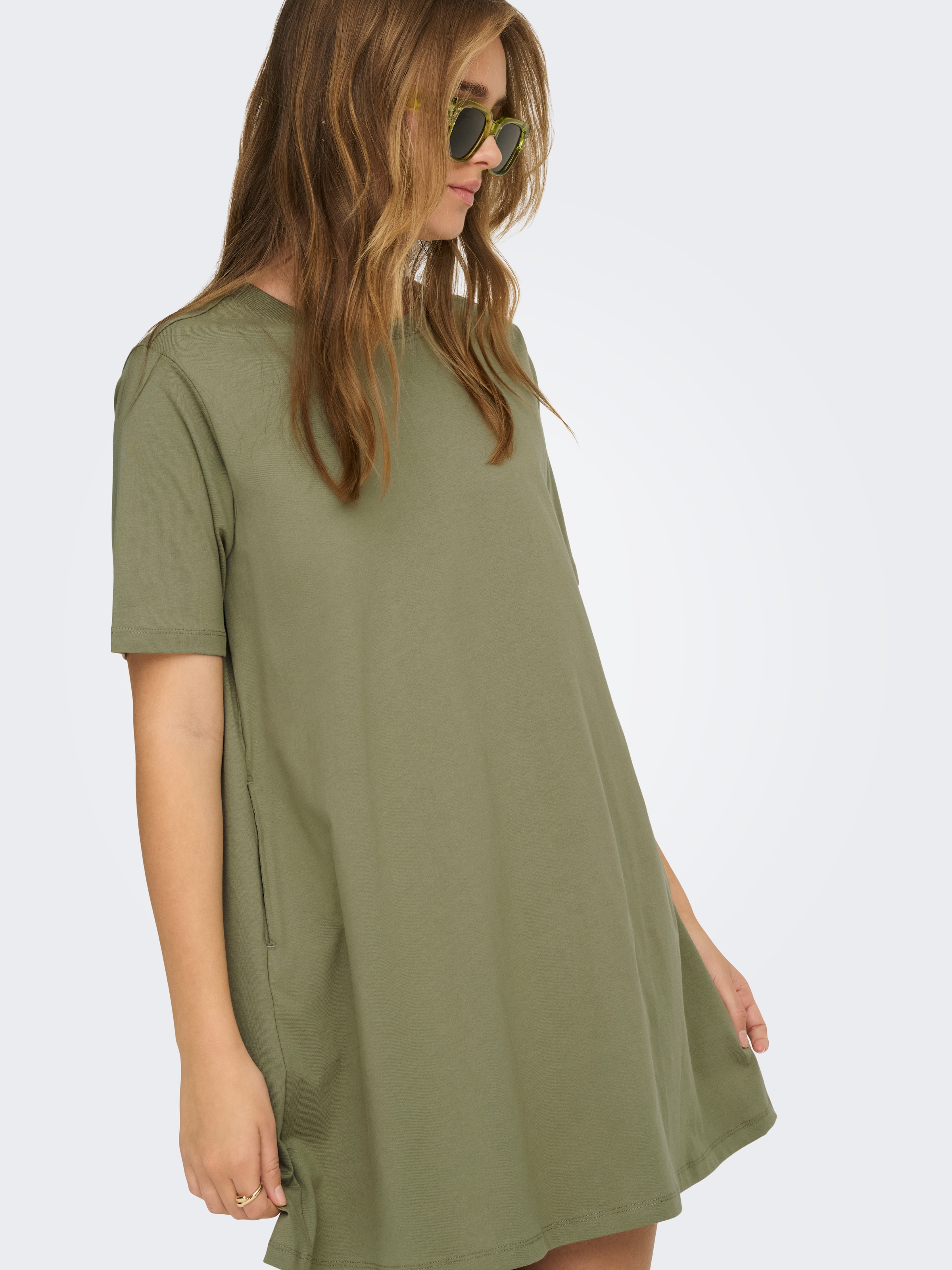 ONLY Minikleid »ONLMARA S/S POCKET DRESS JRS NOOS« Baumwolle, oversize, Rundhals