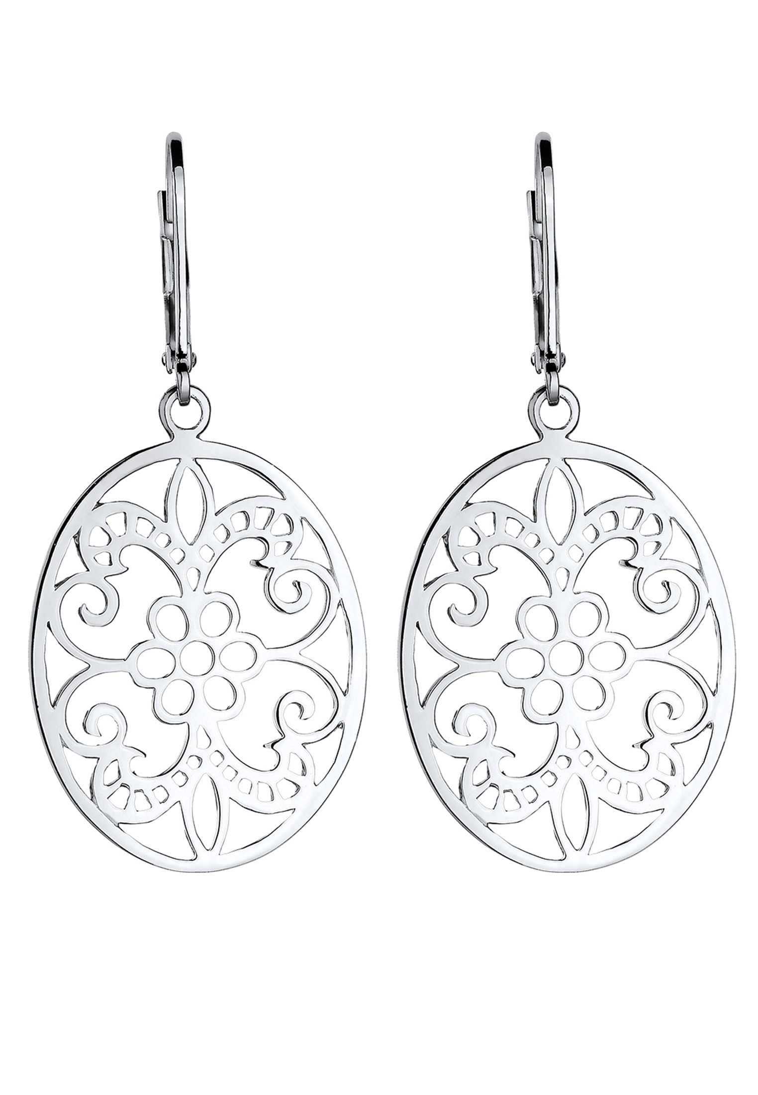 Elli Paar Ohrhänger »Ohrringe Ornament Blume Orientalisch Oval 925 Silber«