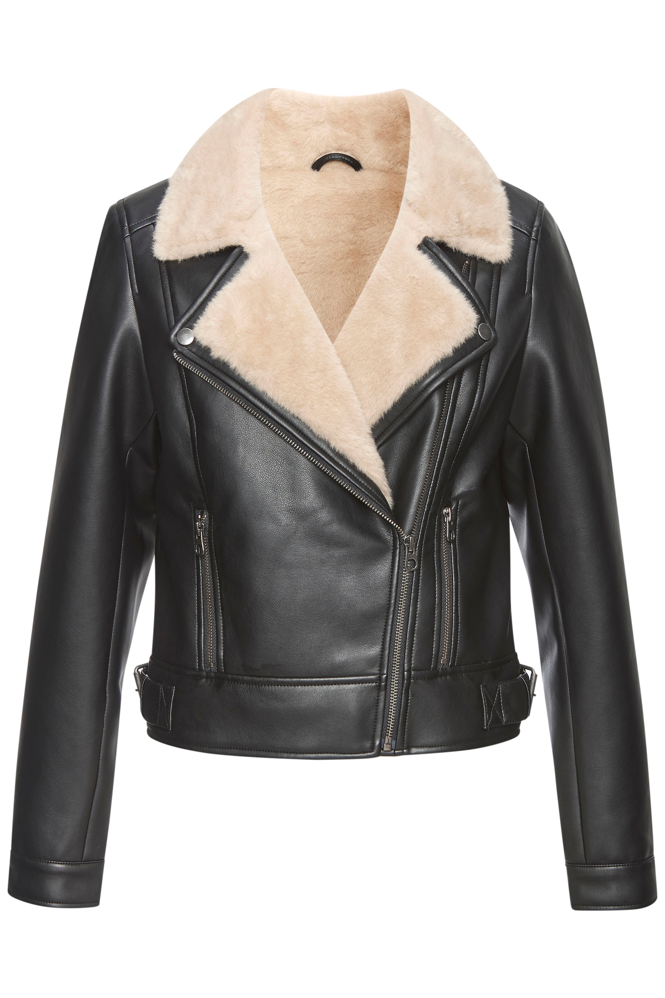 Buffalo Lederimitatjacke mit Lammfellimitat, Shearling-Jacke