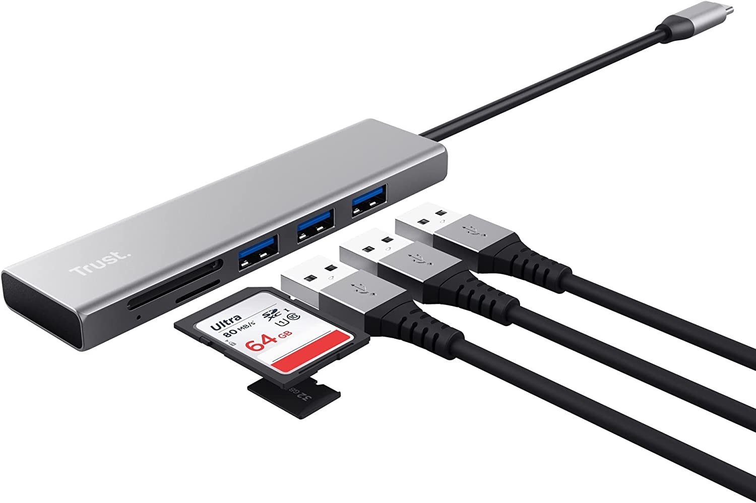 Trust Adapter »HALYX FAST USB-C HUB & CARD READER«, 15 cm