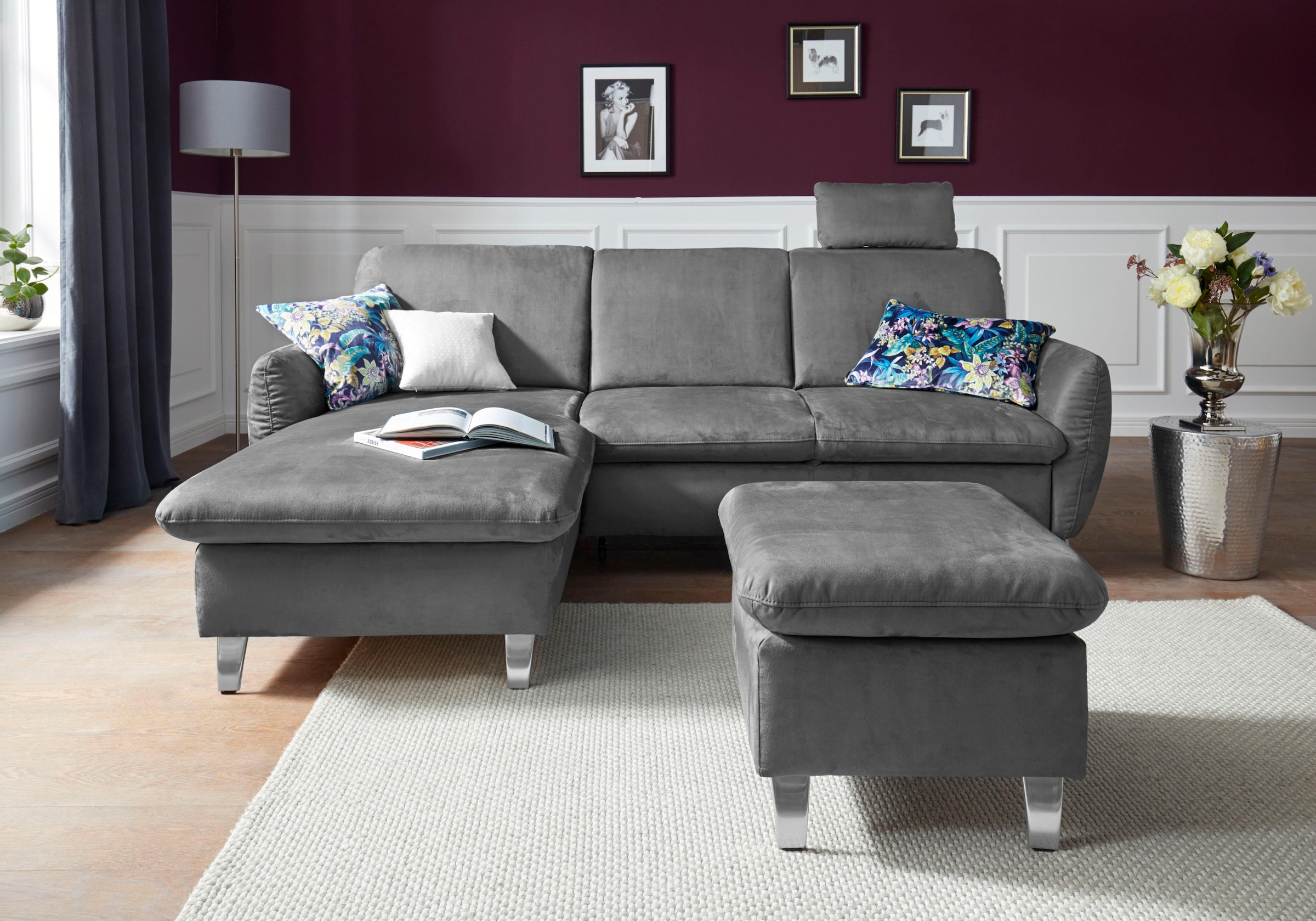 sit&more Ecksofa »Daytona L-Form«, mit Federkern, einer Kopfstütze und wahlweise mit Bettfunktion
