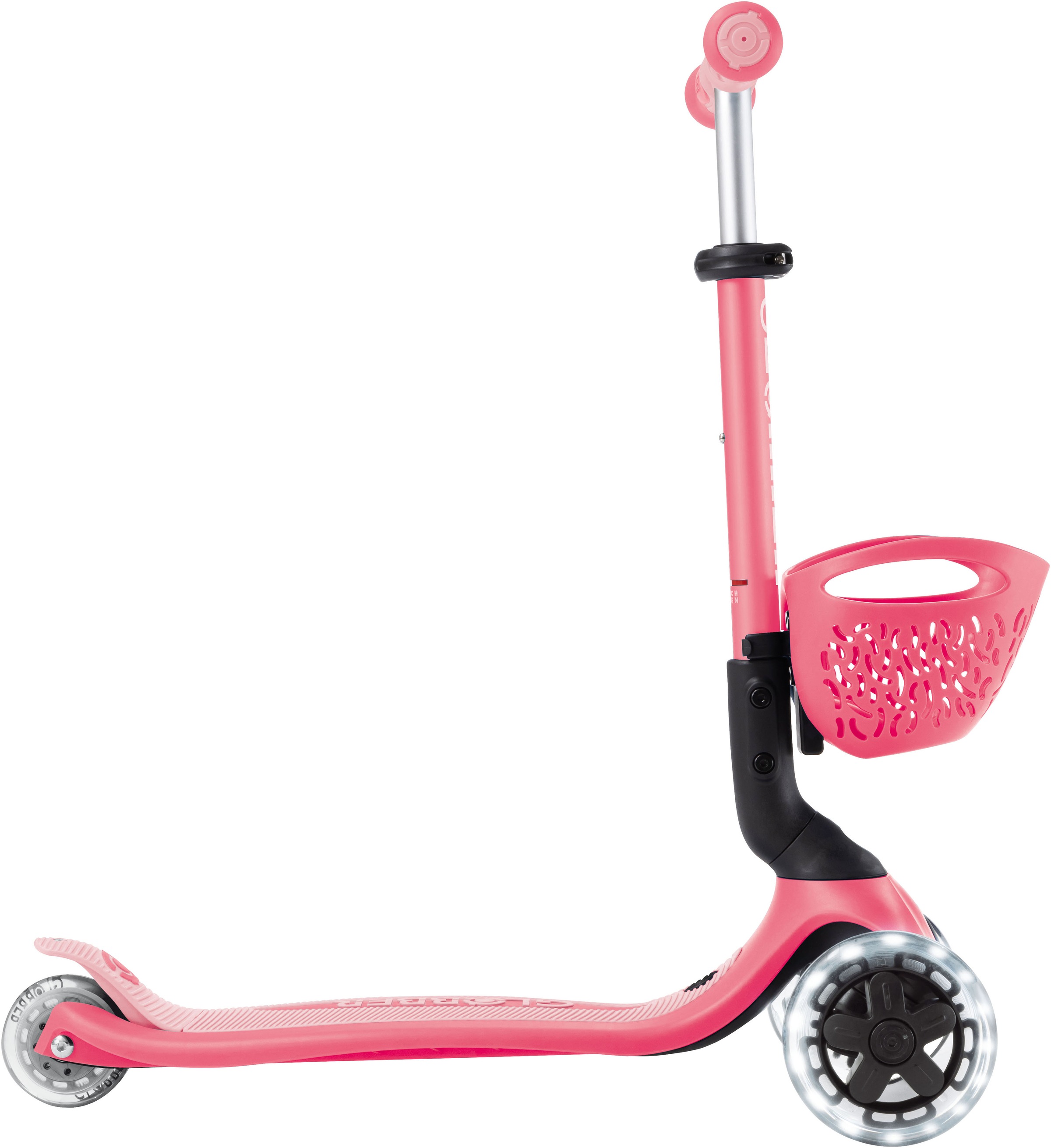 Globber Tretroller »GO-UP BABY 360 LIGHTS, mit Leuchtrollen und Leuchtmodul« Aufsitzrad, Laufrad und Scooter in Einem