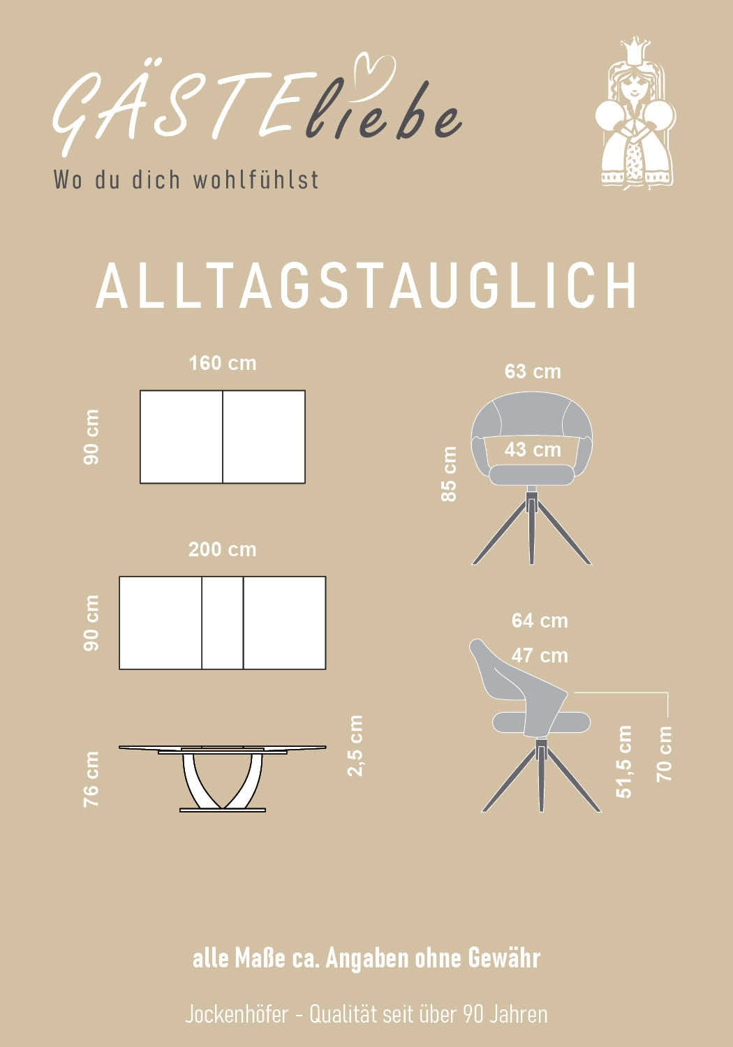 Jockenhöfer Gruppe Essgruppe »Ulm/Valencia-Santiago, Sitzgruppe (Set, 5-tlg., 1 Tisch und 4 Stühle)« 5 tlg. Set, 5-tlg, Esstisch mit Synchronauszug 160-200cm, Stühle 360° drehbar