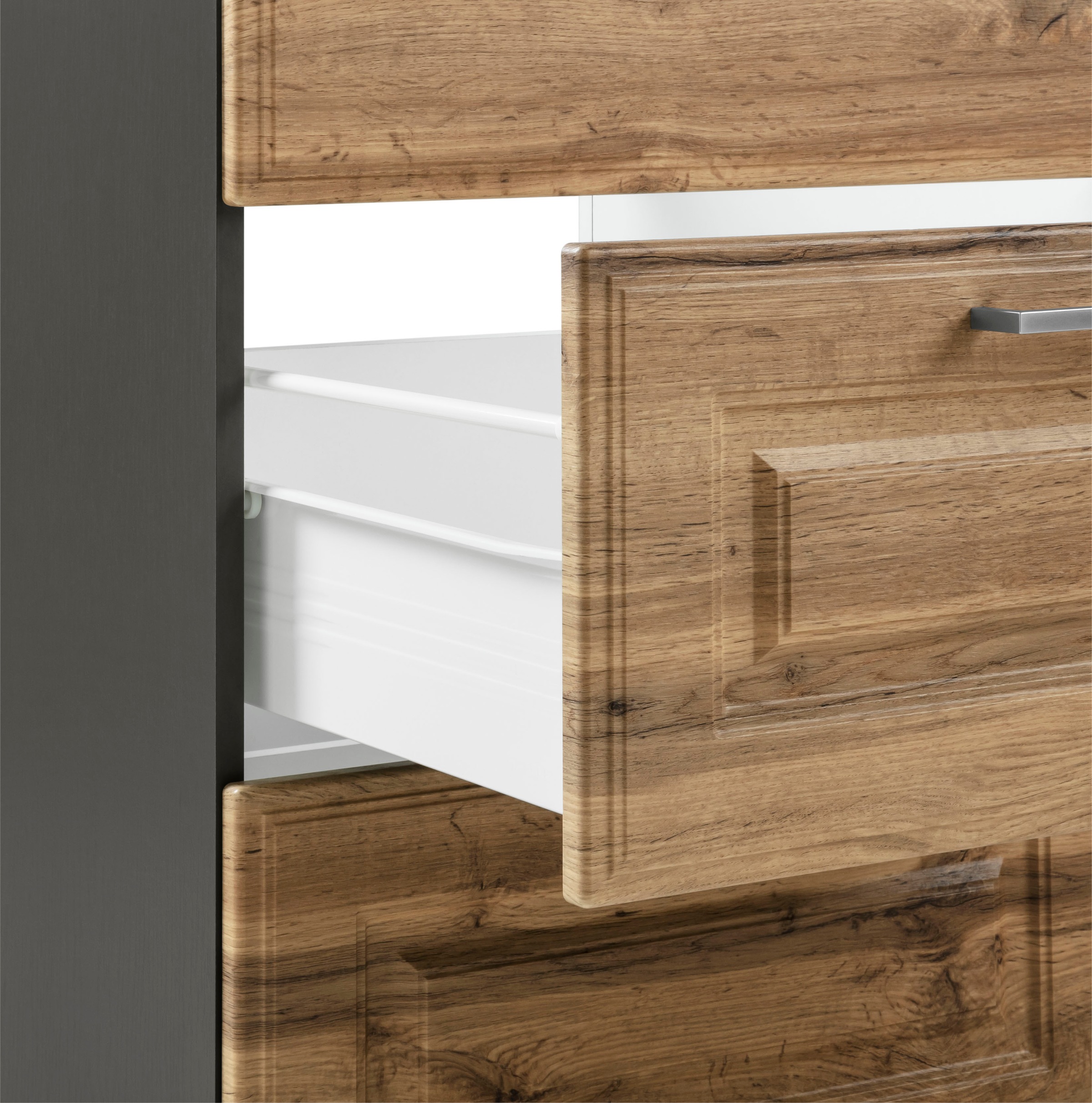 KOCHSTATION Küchenzeile »KS-Stockholm«, Breite 270 cm, mit hochwertigen MDF Fronten im Landhaus-Stil
