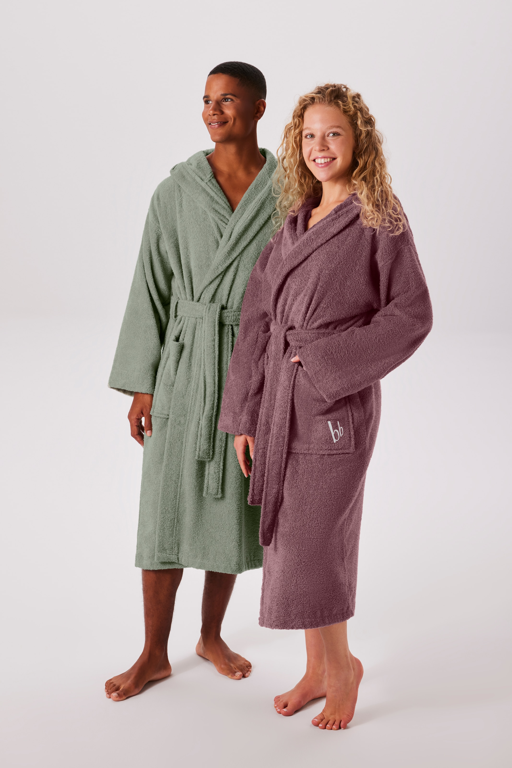 Bruno Banani Unisex-Bademantel »Robby, ideal für Sauna & Spa, Standardlänge & Überlänge« 1 Stk. Damen & Herren Bademäntel, Baumwolle, mit Taschen, Sauna, XS-3XL