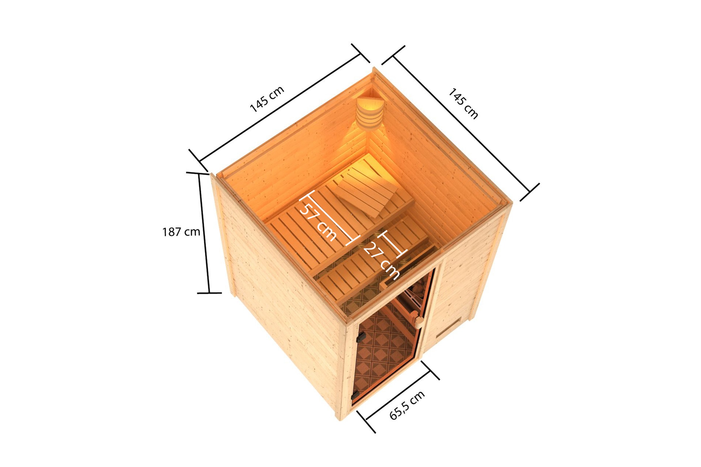 Karibu Sauna »"Sandy" mit bronzierter Tür, naturbelassen« aus hochwertiger nordischer Fichte