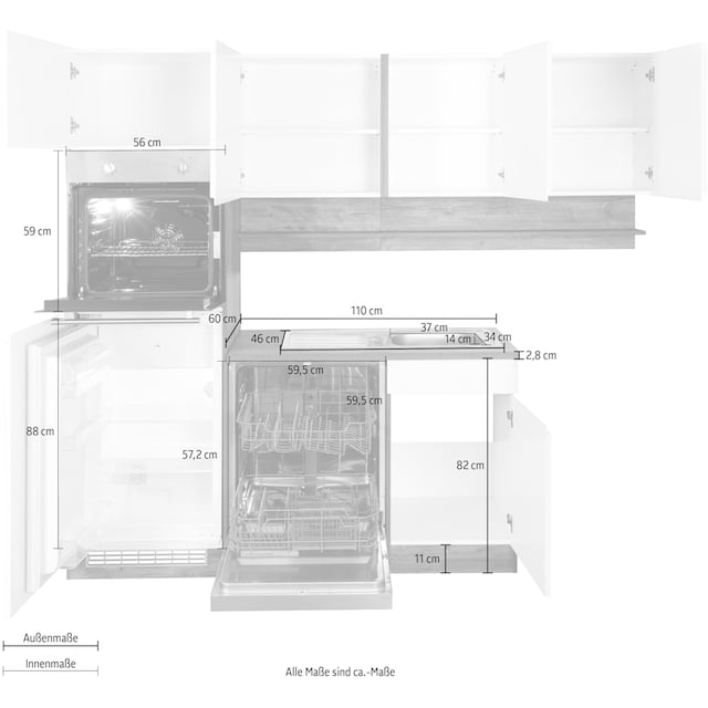 HELD MÖBEL Küche »Virginia«, Stellbreite 230/190 cm, ohne E-Geräte auf  Rechnung kaufen