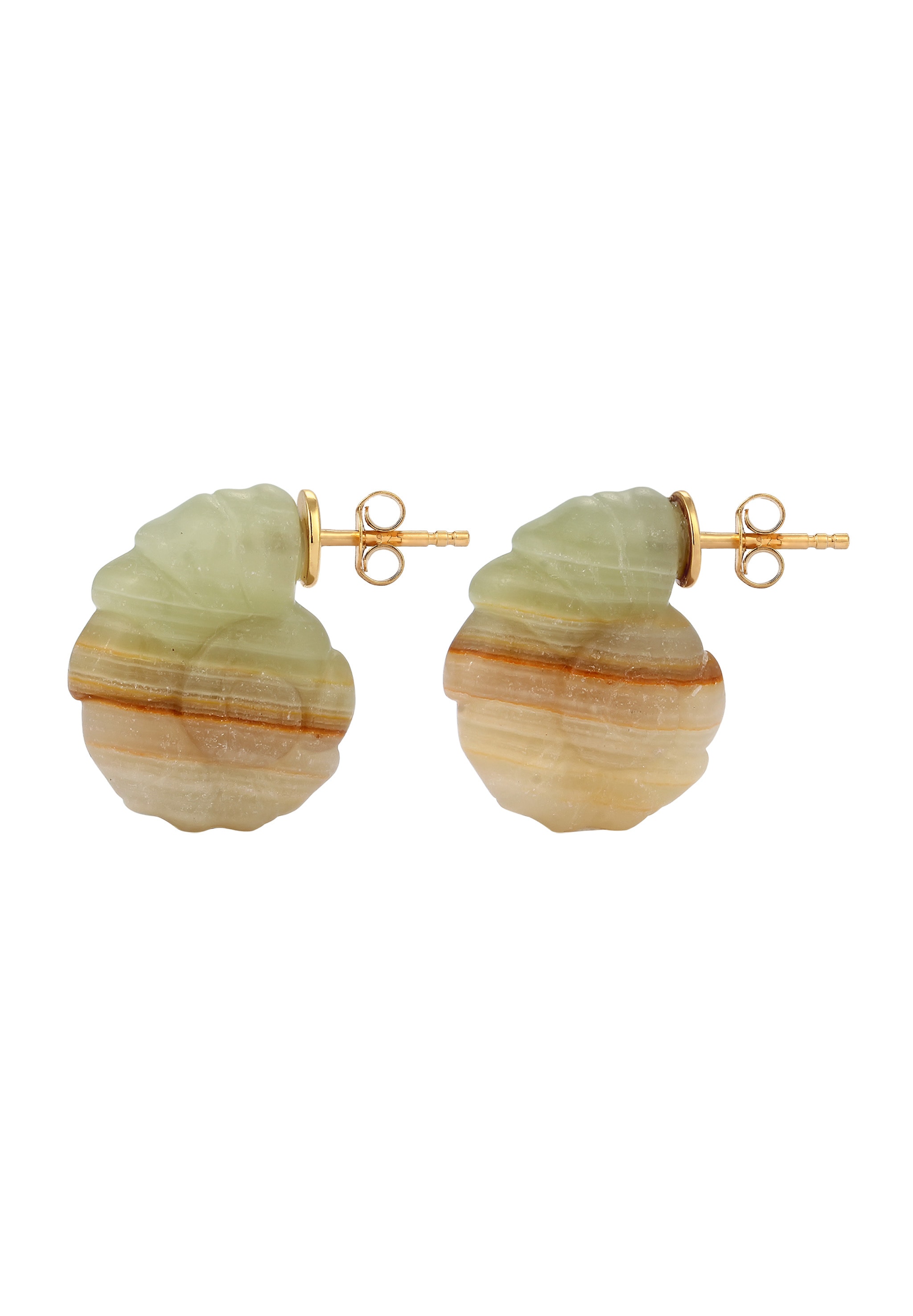 HAZE & GLORY Paar Ohrstecker »Ohrringe Ohrstecker Jade Grünlich-Braun 925 Sterling Silber vergoldet«