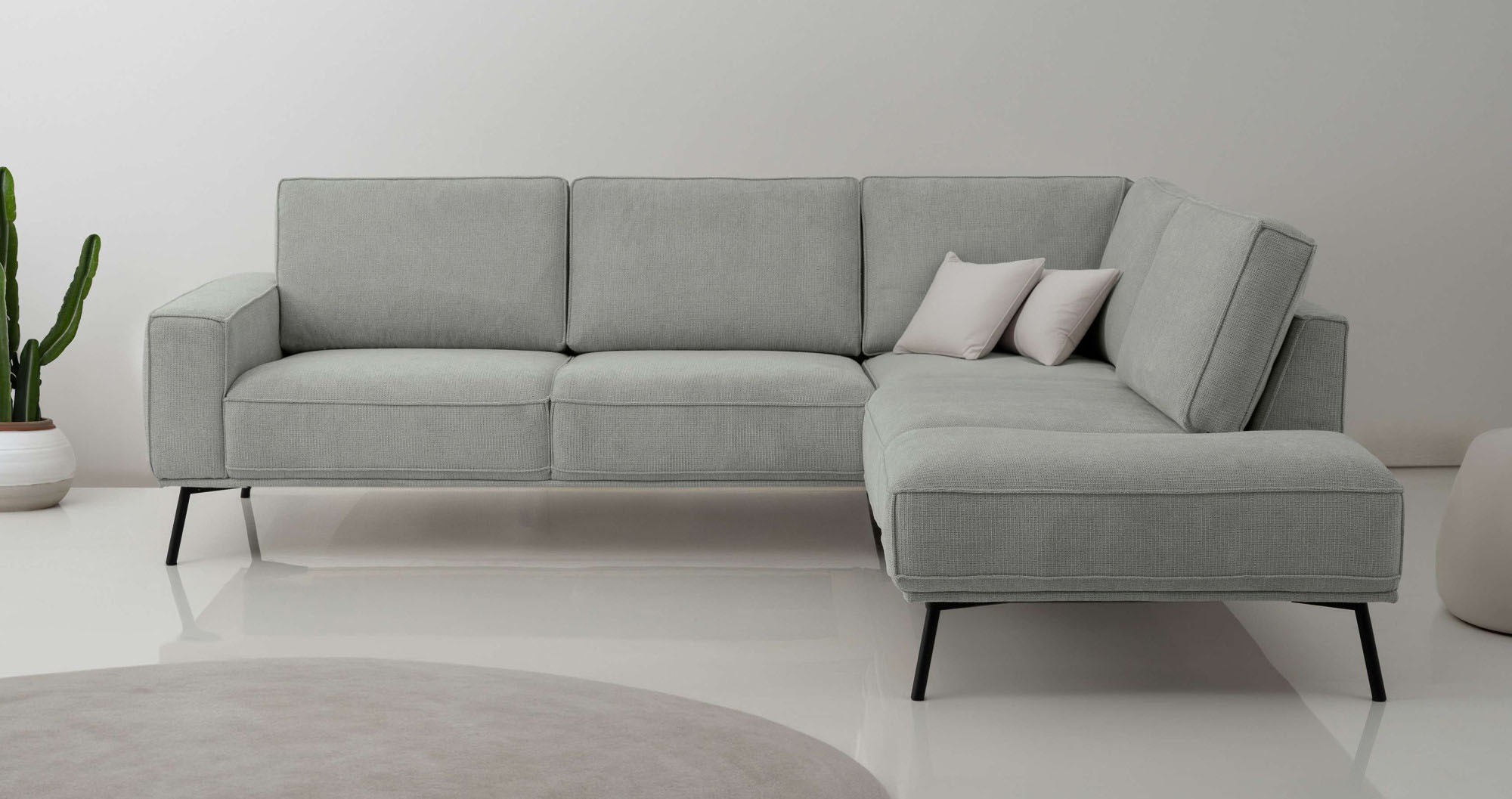 OTTO home Ecksofa »Vosby« 260 cm, Chenille,  mit dekorativer Kedernaht, Wellenunterfederung