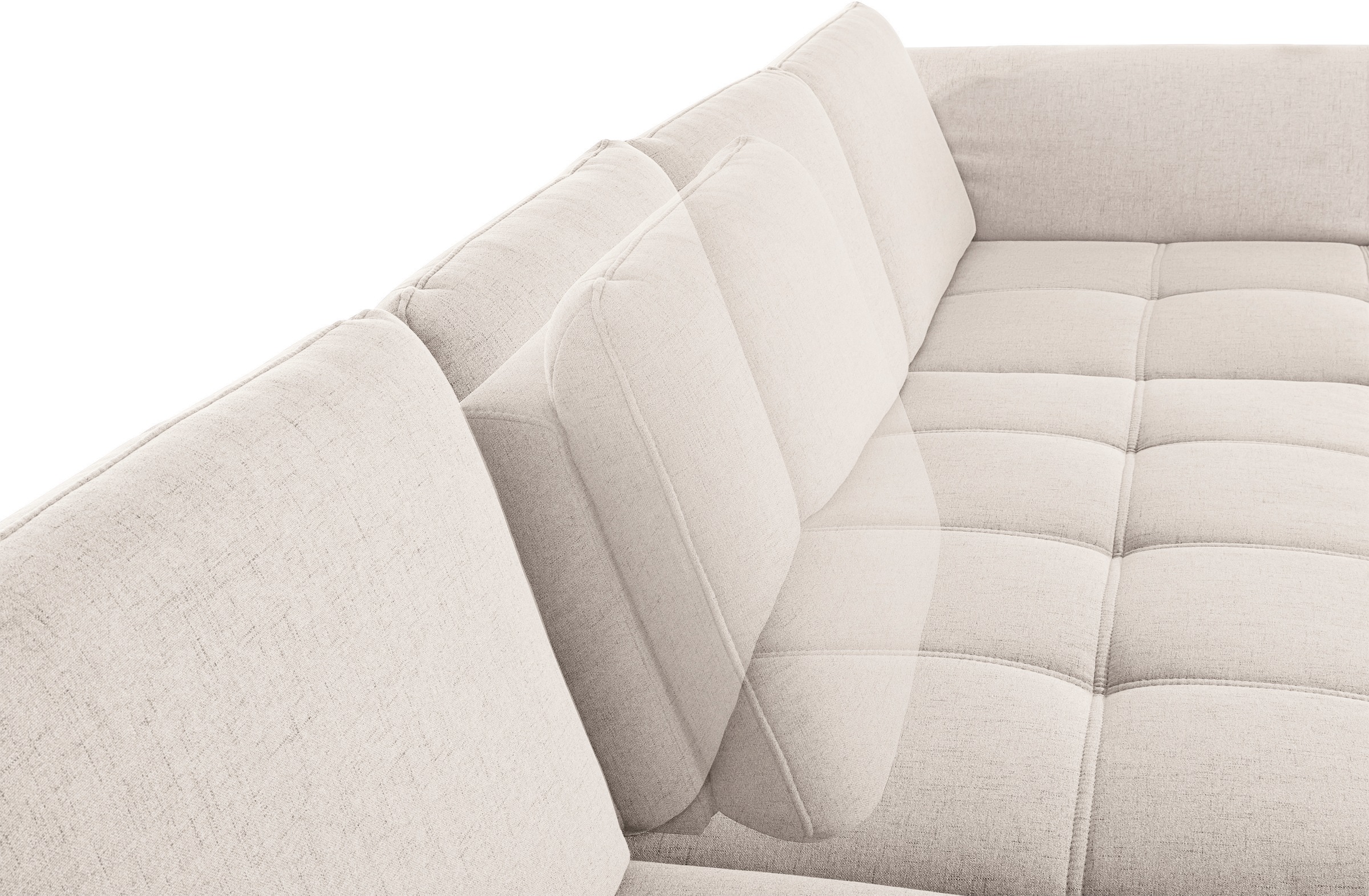 Places of Style Wohnlandschaft »Costello U-Form, mit Sitztiefenverstellung, Armteilverstellung und«, 3 Nierenkissen, optional Bettfunktion und Bettkasten