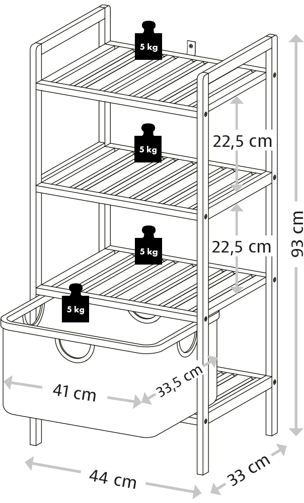 KESPER® Ablageregal »Regal mit Korb, Bambus, FSC«, (1 St.)