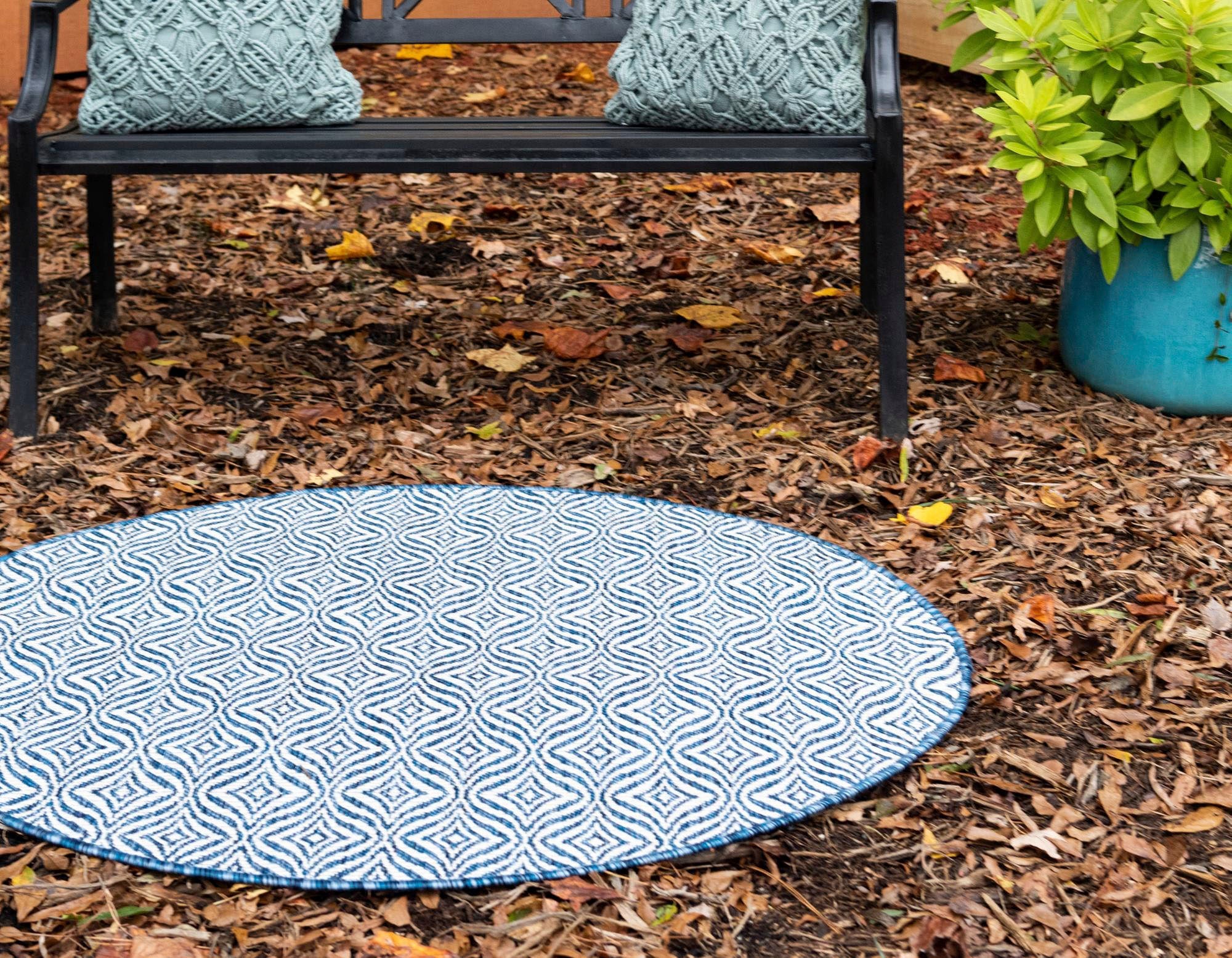 Myflair Möbel & Accessoires Teppich »Outdoor Crosses«, rund, 4 mm Höhe, Flachgewebe, In- und Outdoor geeignet