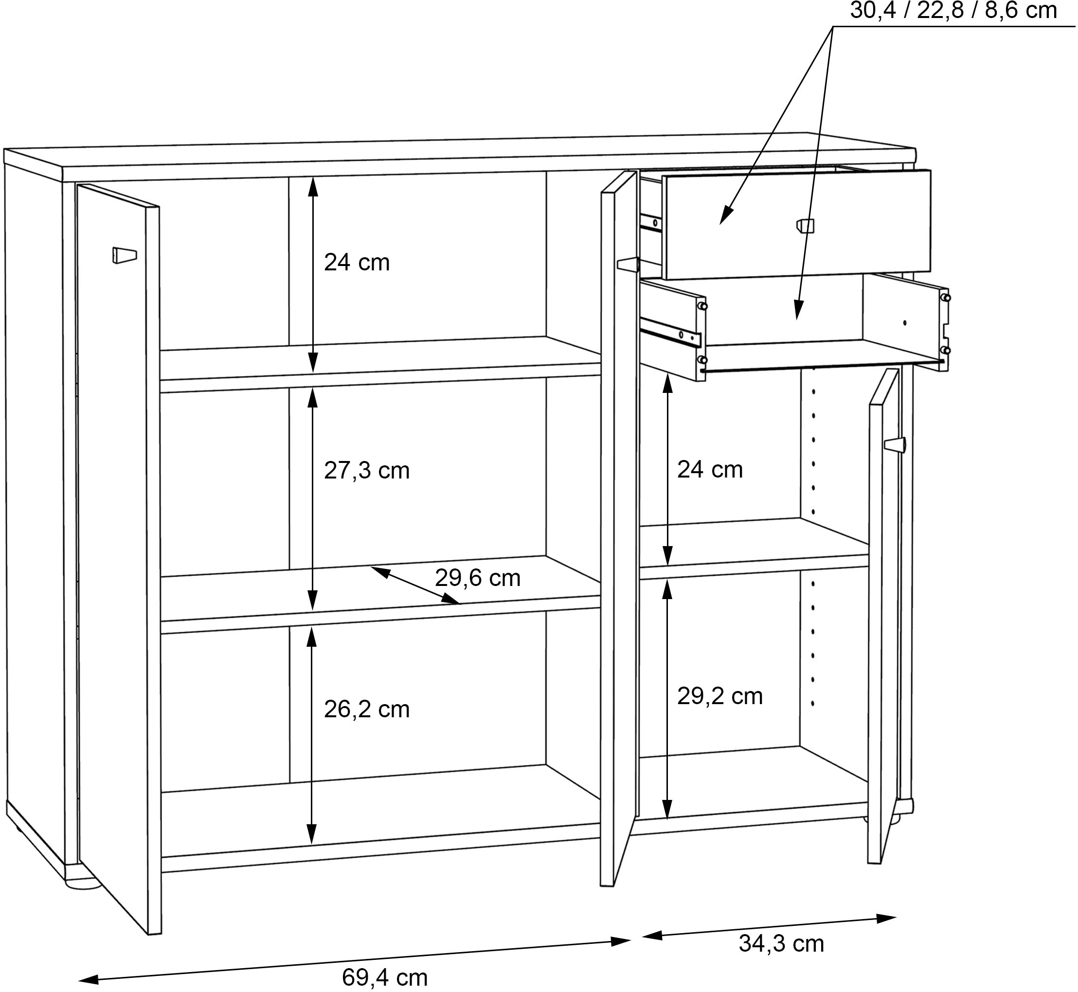 FORTE Kommode »Tempra«, Breite 108,8 cm