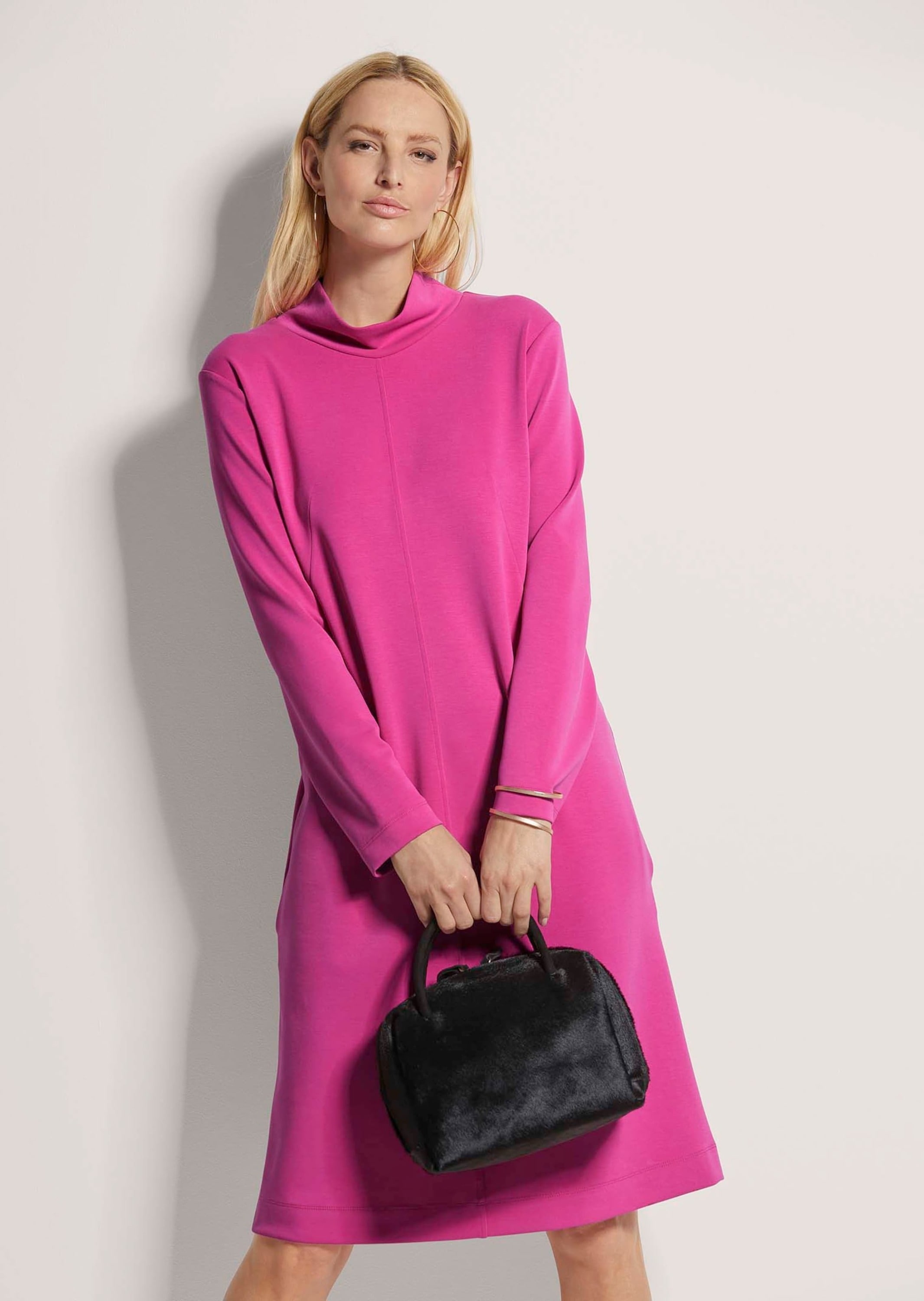 MADELEINE Sommerkleid »Jerseykleid Jersey-Kleid mit Stehkragen, Midilänge« Jerseykleid mit modischen Teilungsnähten