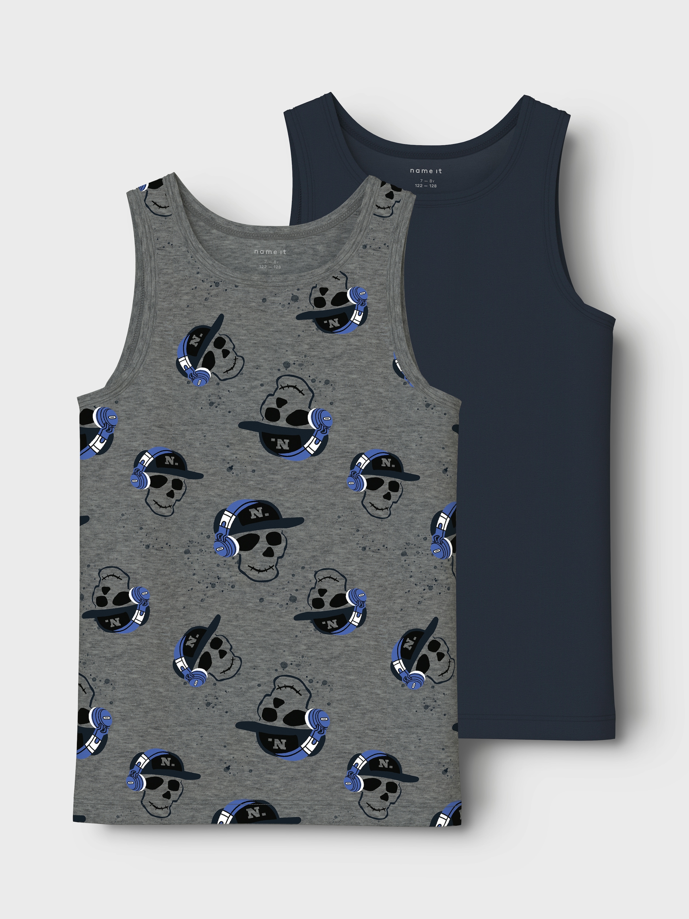 Name It Unterhemd »NKMTANK TOP 2P DARK GREY MEL SKULL NOOS«, (Set, 2 St.)