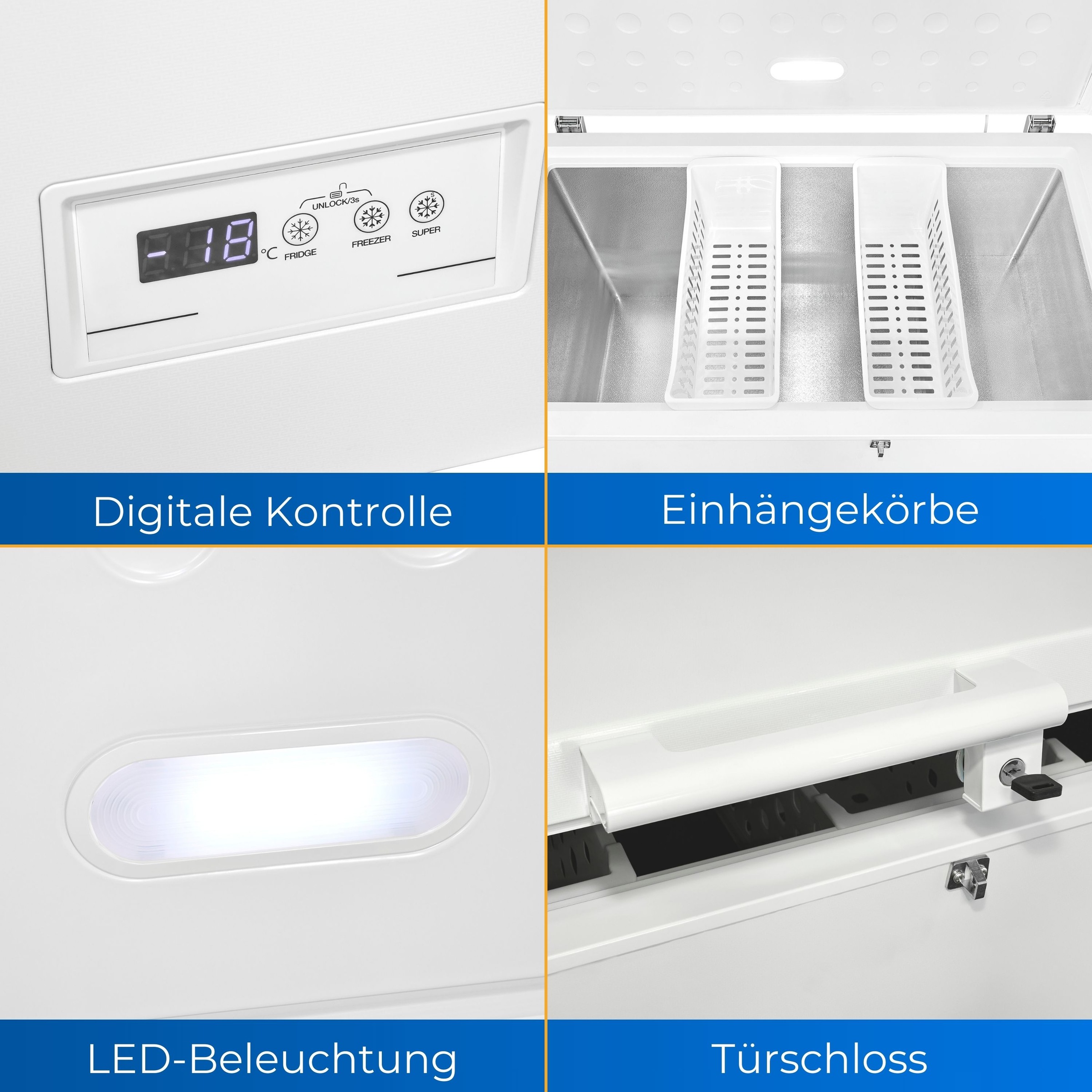 exquisit Gefriertruhe »GT400-HE-041E weiss«, 85 cm hoch, 130 cm breit, mit Türschloss