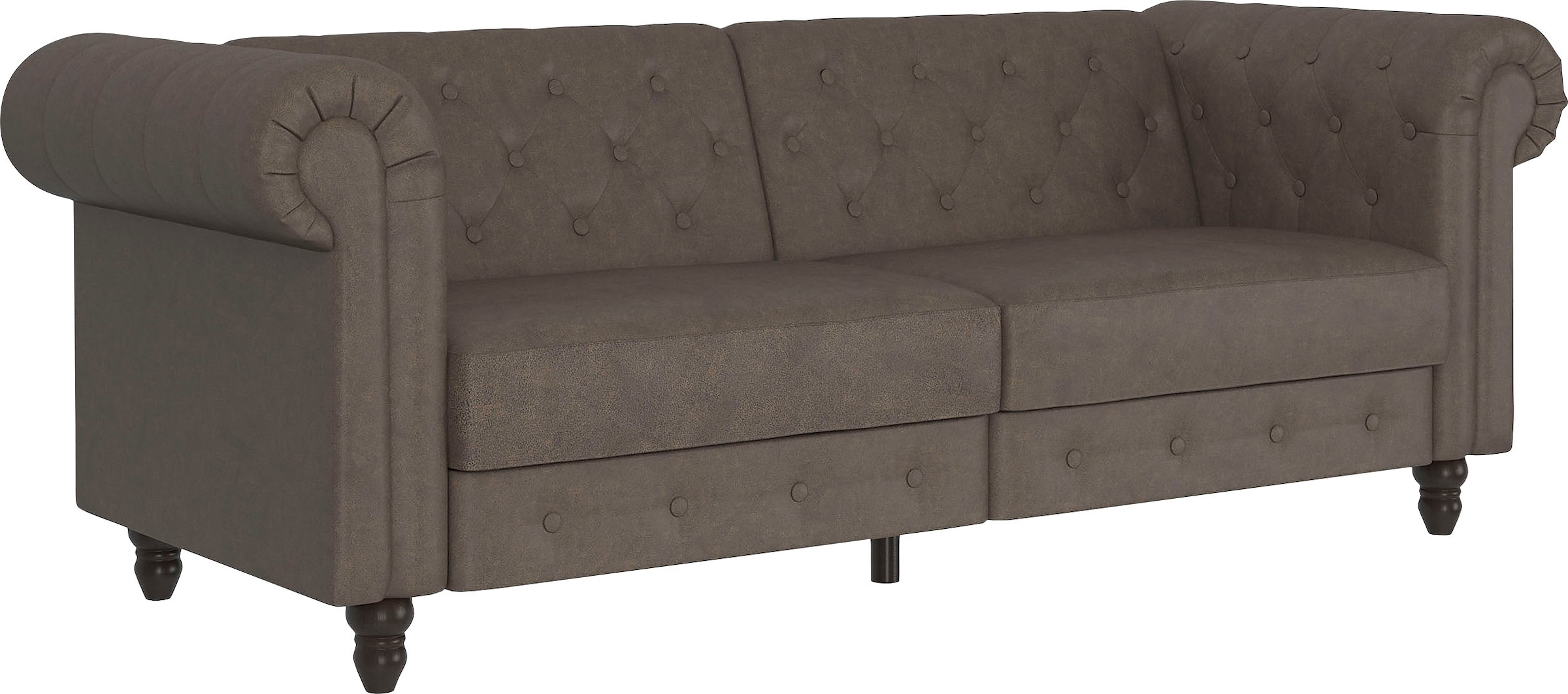 Dorel Home 3-Sitzer »Felix, Schlafsofa 236 cm, (Liegefläche 108x190cm), Rückenlehne« 3-fach verstellbar, Velours, Kunstleder, Luxus-Microfaser Vintage