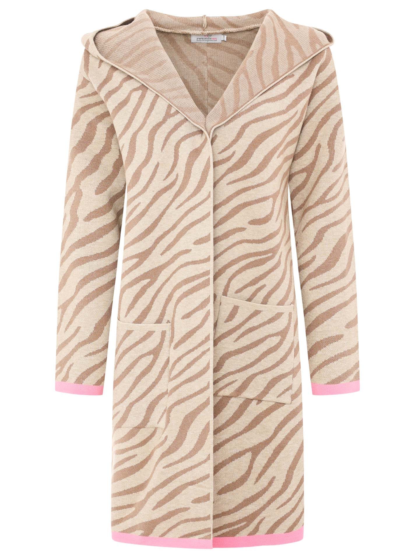 Zwillingsherz Strickjacke »"Zebra"«, Animal-Muster, Kapuze, Langarm, Kontrast-Details