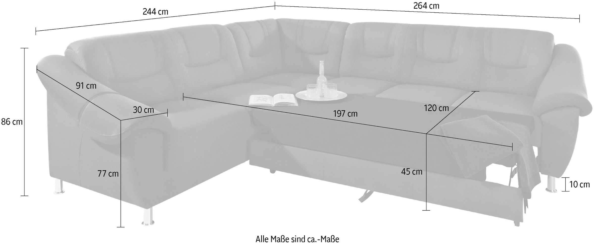 sit&more Ecksofa »Salsa L-Form«, mit Federkern, wahlweise mit Bettfunktion