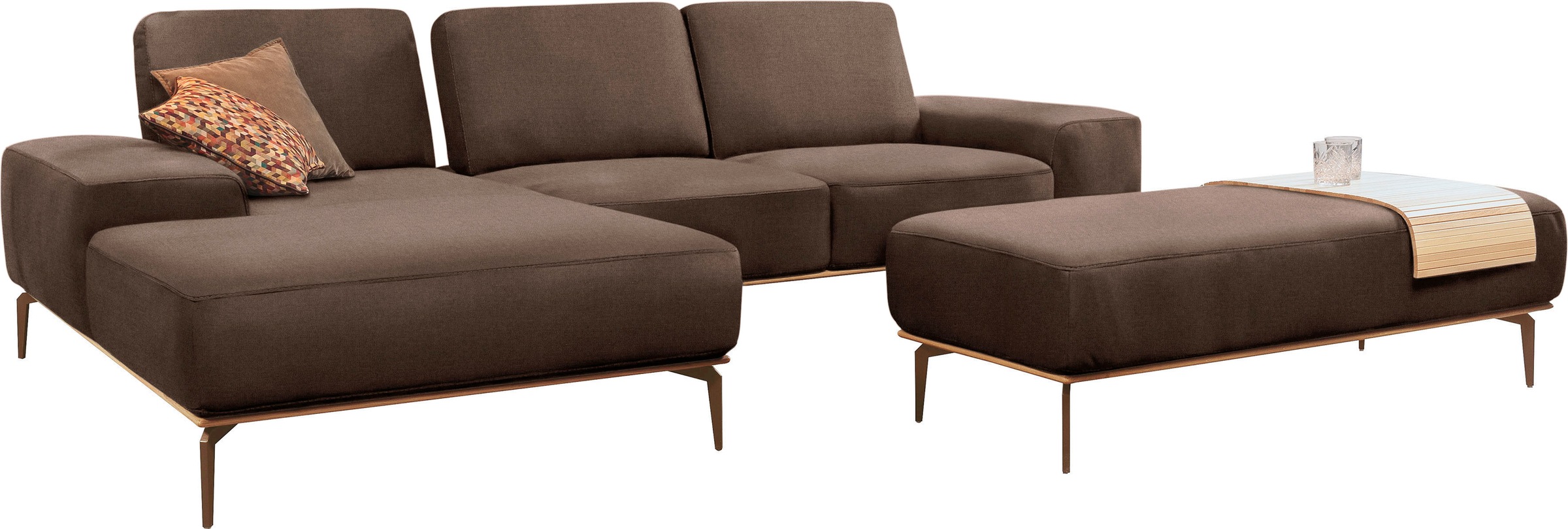 W.SCHILLIG Ecksofa »run«, mit Holzsockel, Füße in Bronze pulverbeschichtet, Breite 299 cm