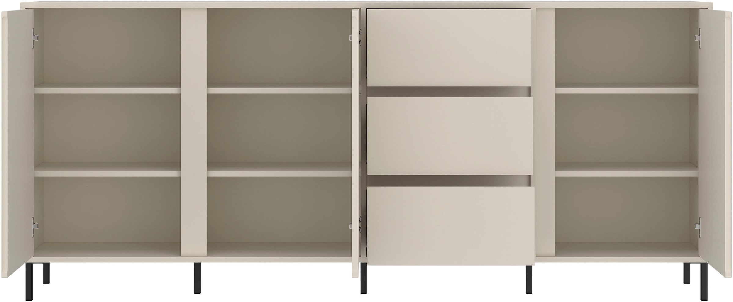 Home affaire Sideboard »AVENALE« Sideboard mit Metallfüßen, Breite 212 cm, Fronten geriffelt