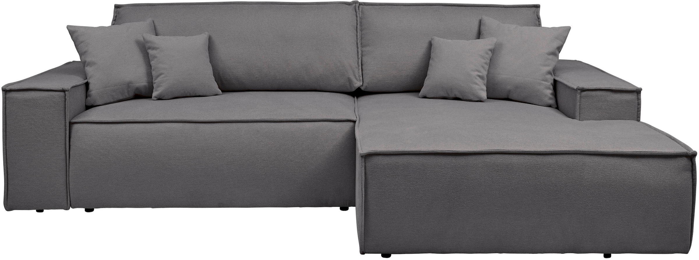 andas Ecksofa »Finnley Schlafsofa 267 cm in Bouclé, Struktur fein u. Cord, L-Form,«, Schlaffunktion m. Bettkasten (136/210 cm), Bouclé, Struktur und Cord