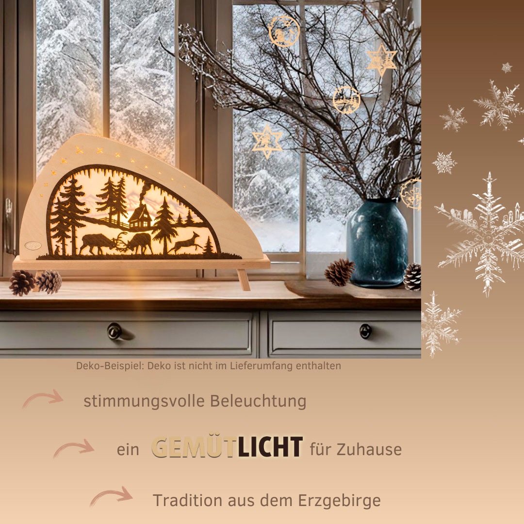 Weigla LED Lichterbogen, Erzgebirge garantiert, Weihnachtsdeko Innen, Weihnachtsbeleuchtung