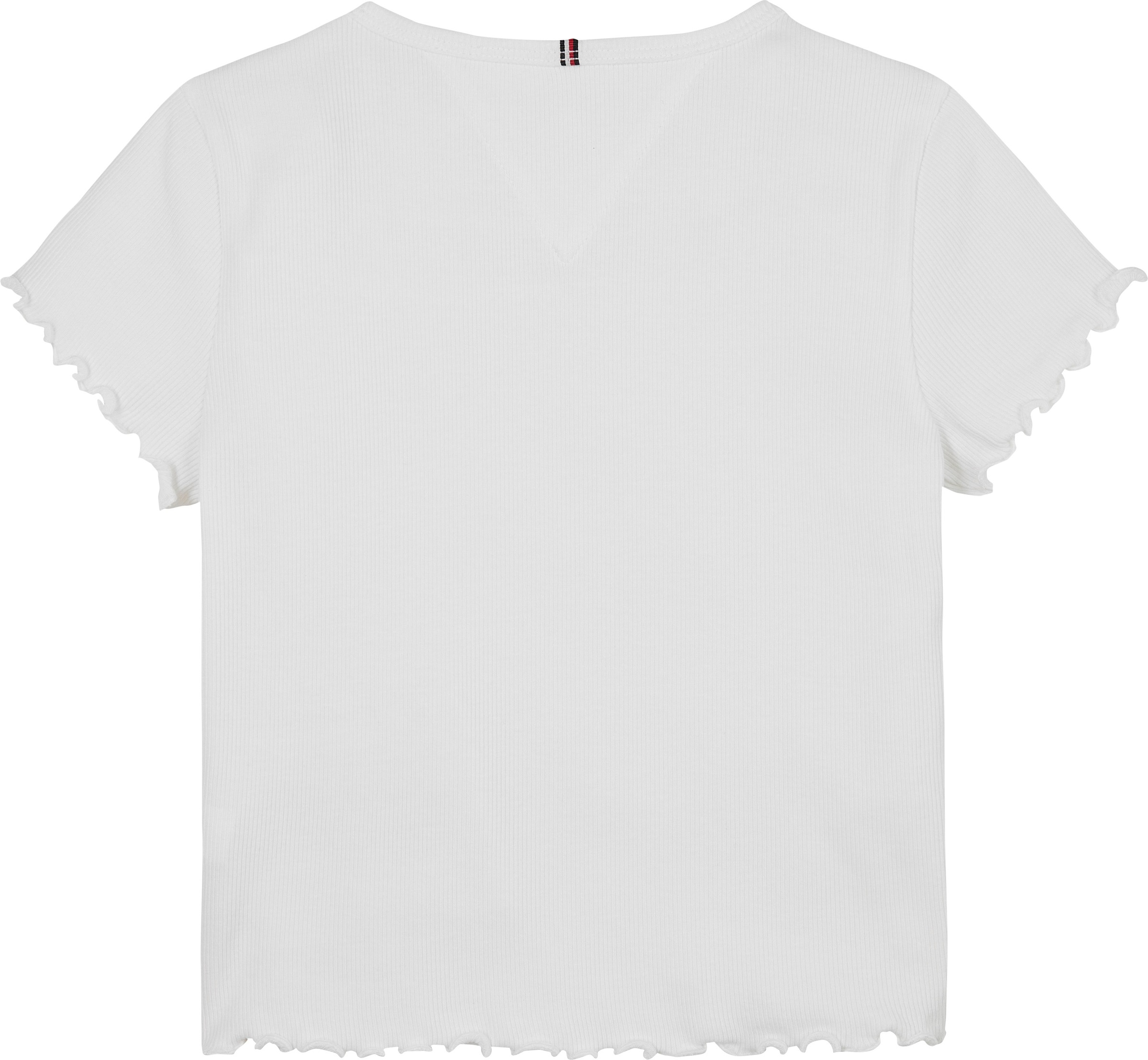 Tommy Hilfiger T-Shirt »ESSENTIAL RIB TOP SS«, mit Babylock-Kanten, mit Logostickerei