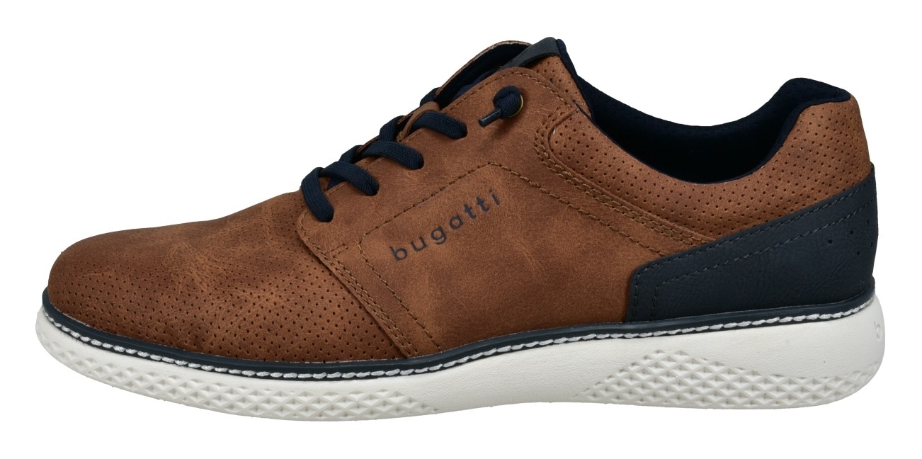 bugatti Slip-On Sneaker, Halbschuh, Freizeitsneaker mit Perforation, elastische Schnürsenkel