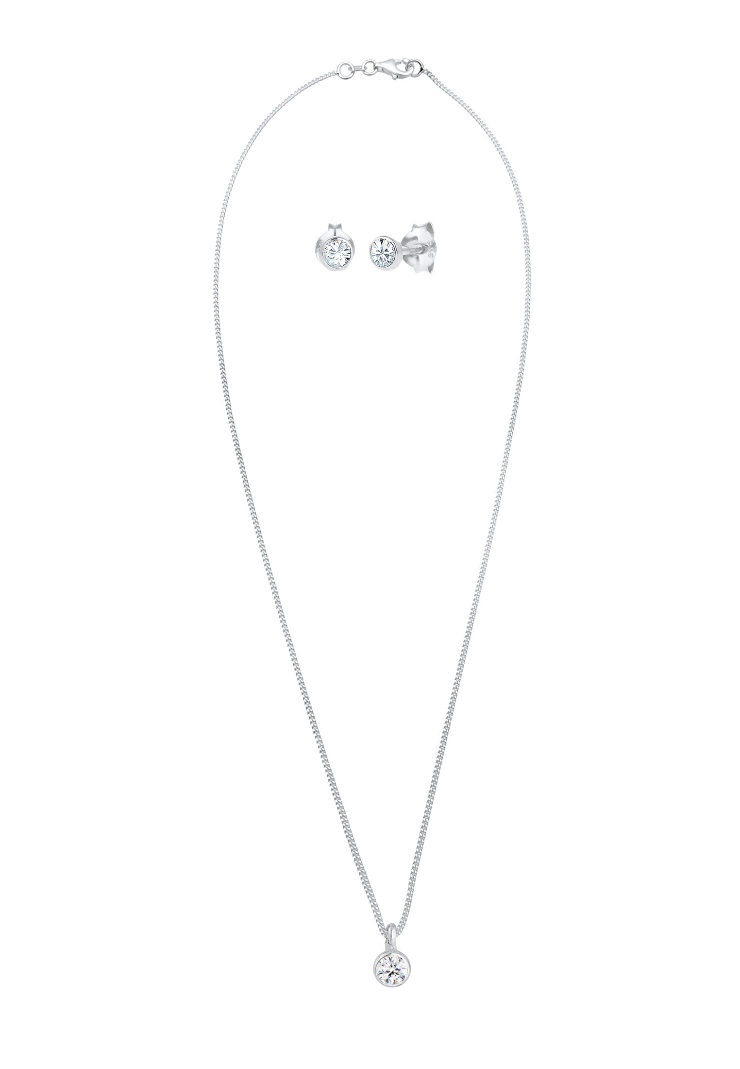 Elli Ohrring und Ketten Set »Schmuckset Basic Solitär 925 Sterling Silber, mit Kristallen von Swarovski®« ()