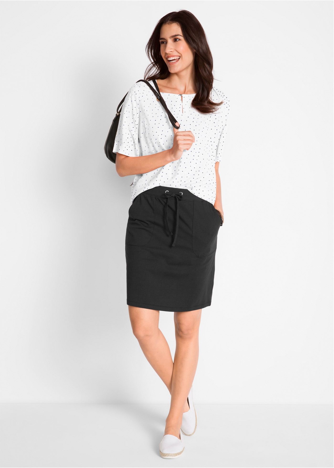 bonprix Bleistiftrock 1 aus weichem Sweatmaterial, mit Stretch-Anteil, Bleistift-Schnitt