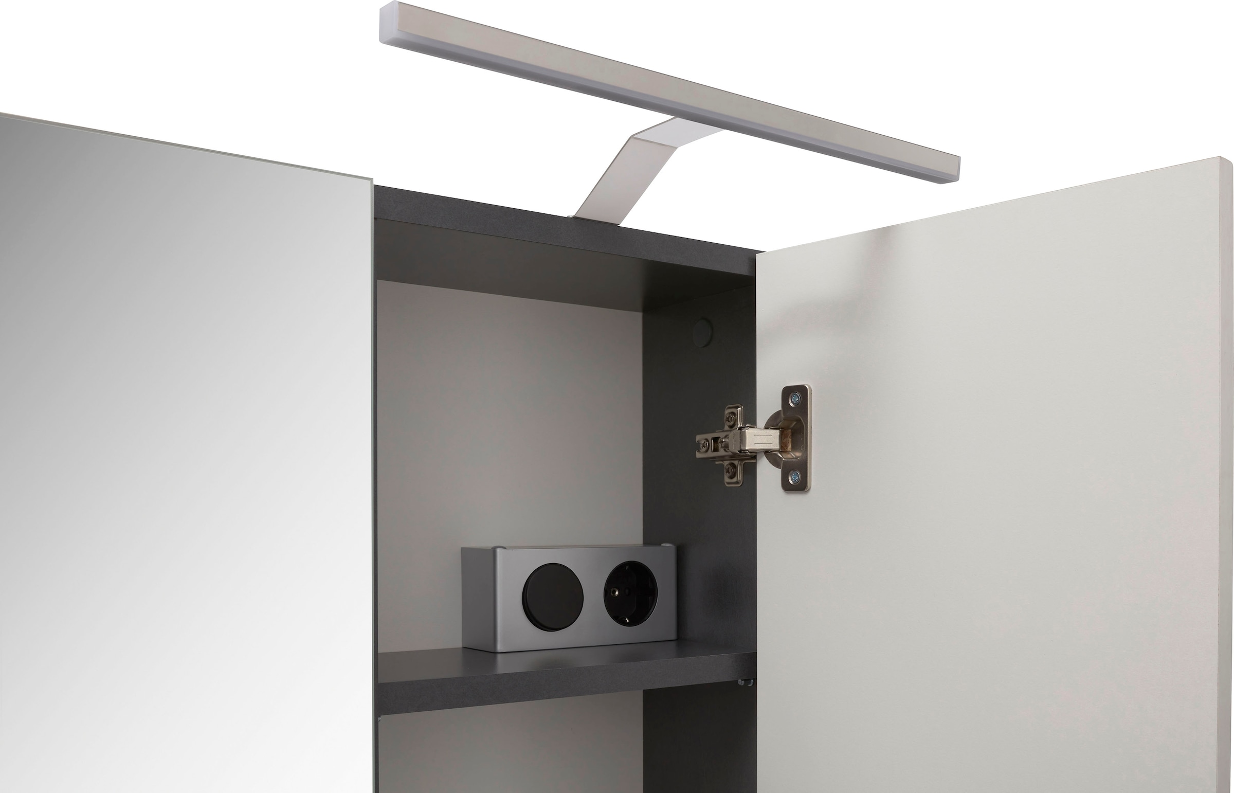 INOSIGN Badezimmerspiegelschrank »Malmö, Breite 60 cm, inkl. LED Beleuchtung, 3 Spiegeltüren, 9 Fächer«, in verschiedenen Farben erhältlich, Badmöbel, Spiegel, Badschrank, Bad