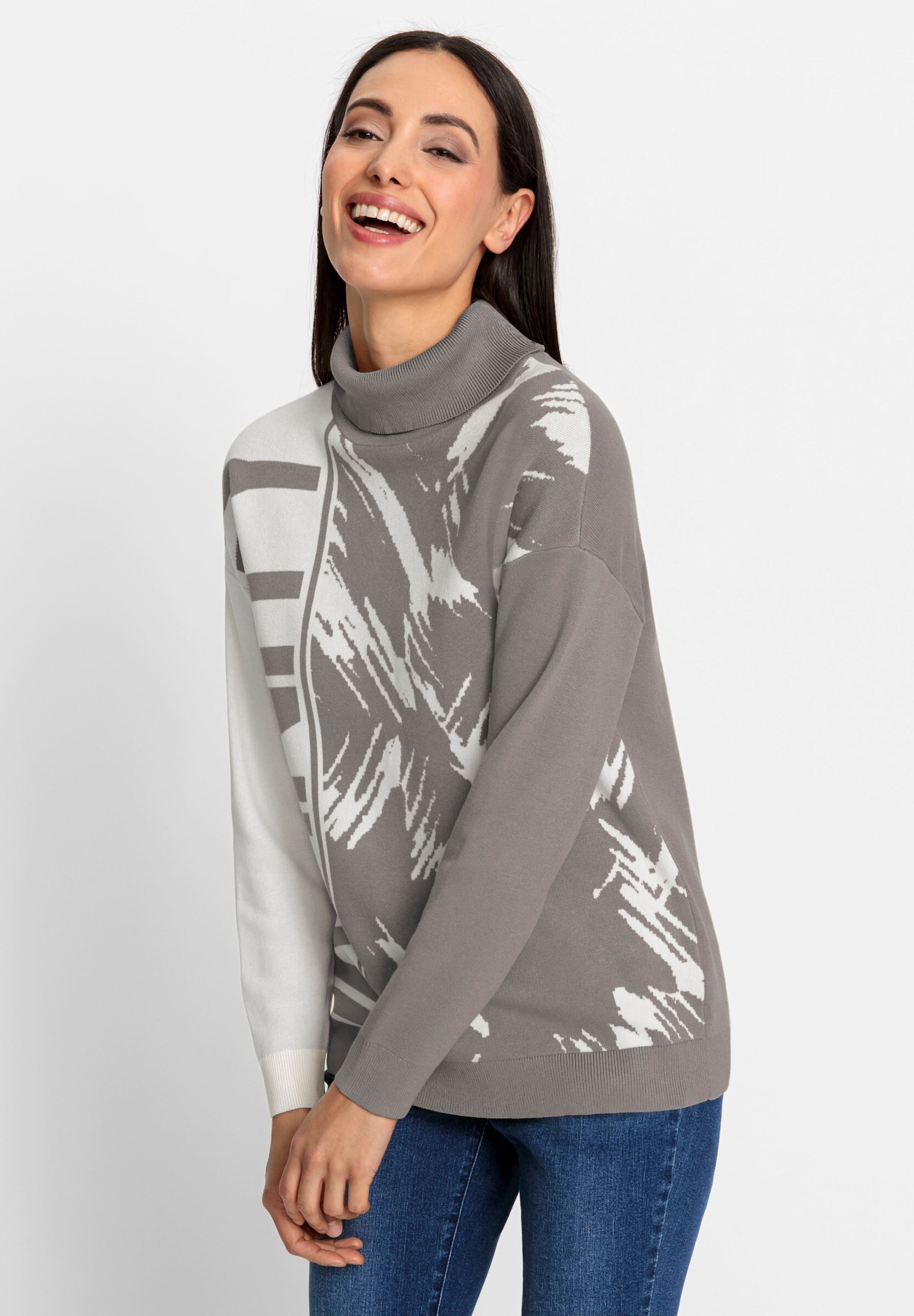 heine Strickpullover »Rollkragenpullover Jacquardpullover mit Rollkragen«