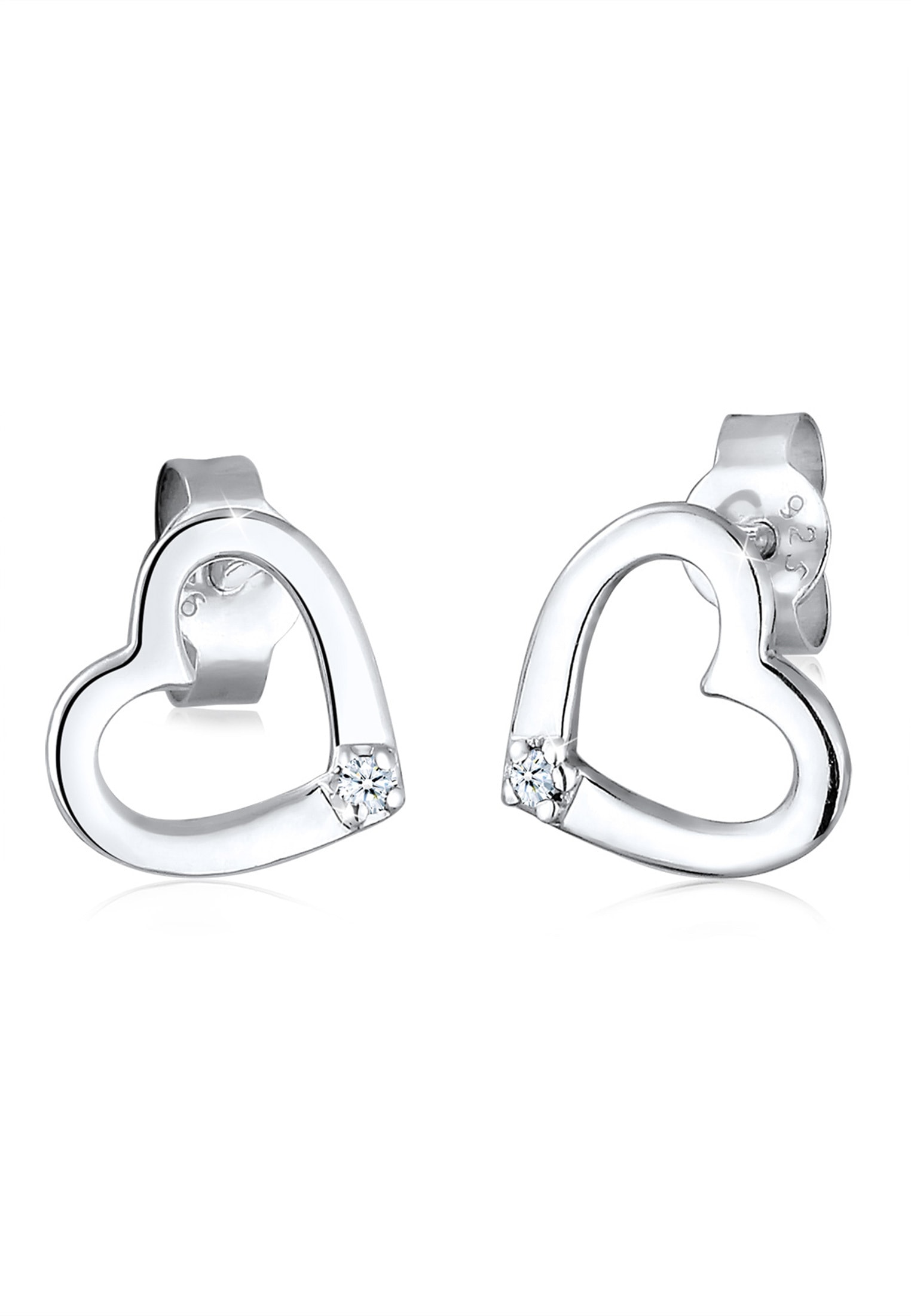 Elli DIAMONDS Paar Ohrstecker »Ohrringe Ohrstecker Herz Diamant Weiß (0.03 ct) 925 Sterling Silber«