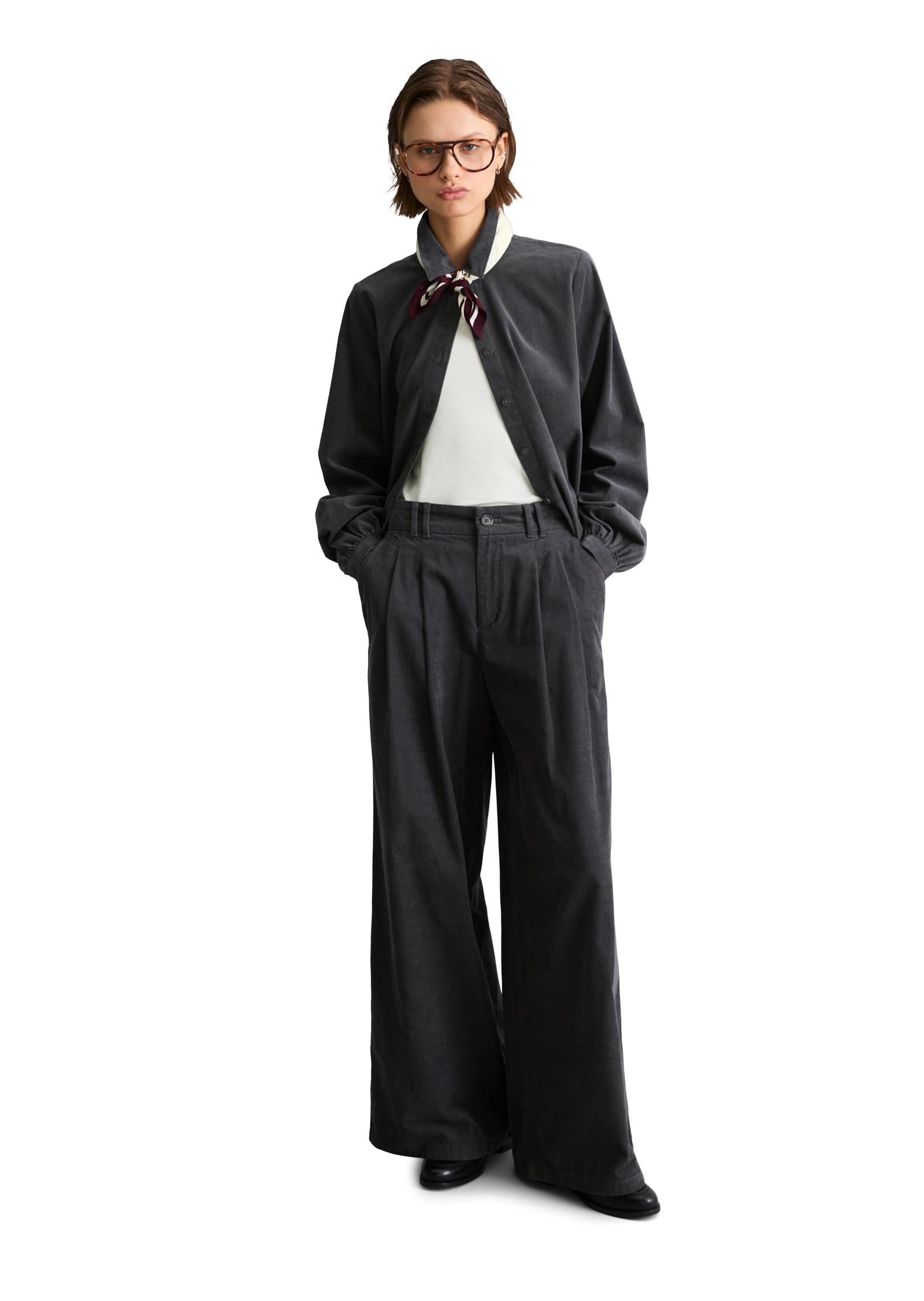Marc O'Polo DENIM Cordhose  Bundfalten, wide aus Organic Cotton