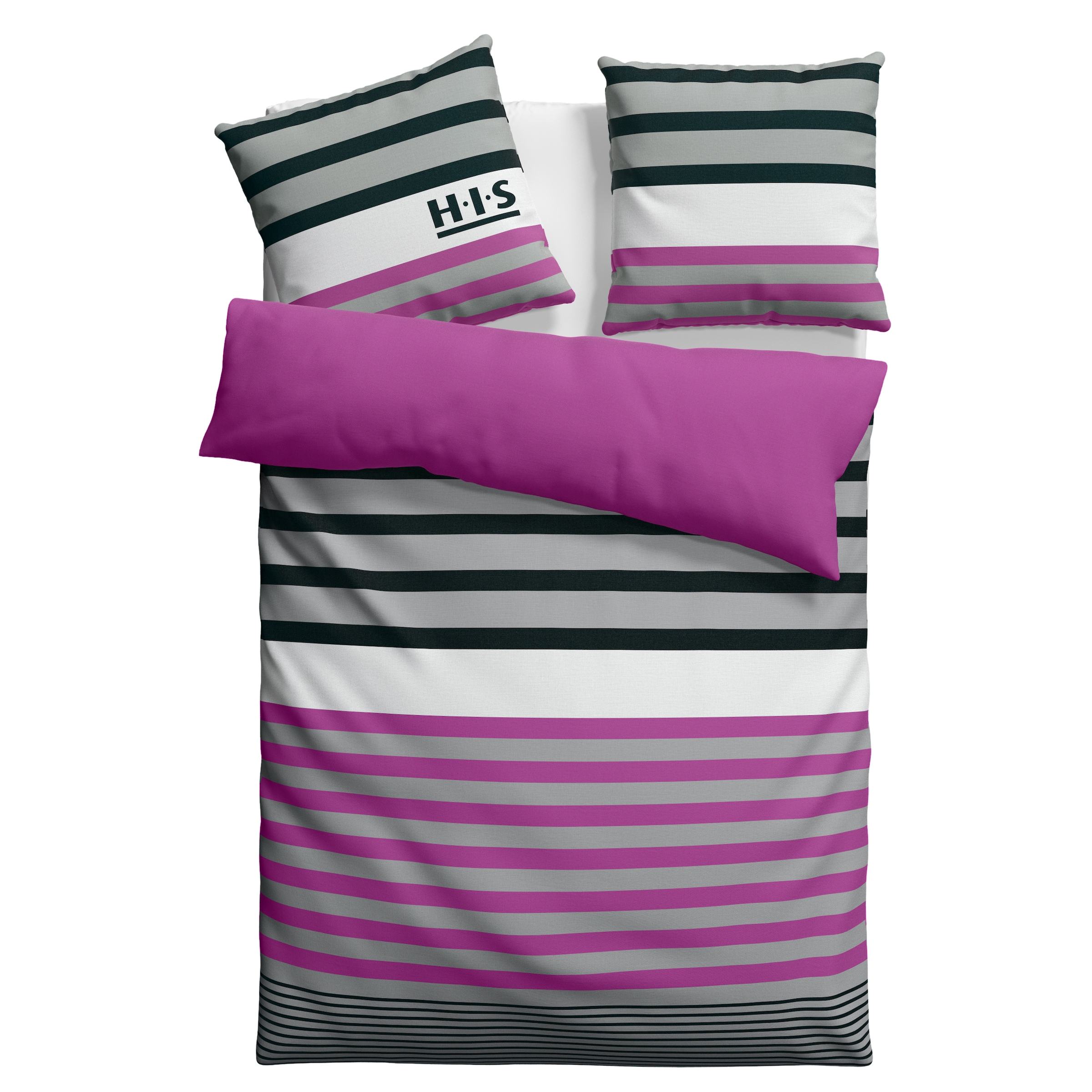 H.I.S Bettwäsche »Majoran«, im Streifen Design, 100% Baumwolle, Bettwäsche in Größe 135x200, 155x220 und 200x200 cm, Bettwäsche-Set in Linon oder Biber-Qualität. Mit Knöpfen