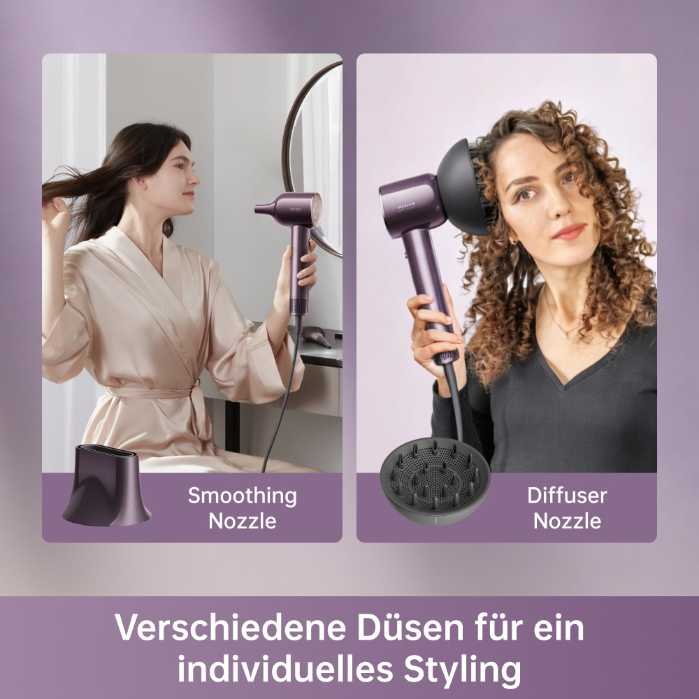 Dreame Haartrockner »Glory Combo Purple« 1.600 W 2 Aufsätze Hitzeschutz, Diffusor, Ionen
