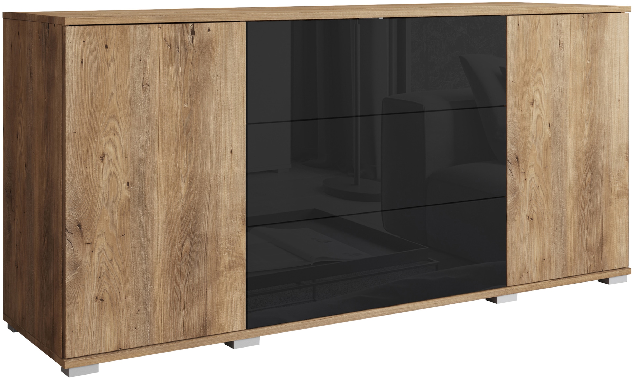 INOSIGN Sideboard »Kenia«, (1 St.), Modernes Sideboard mit 3 Schubladen und 4 Fächern, Breite 150 cm