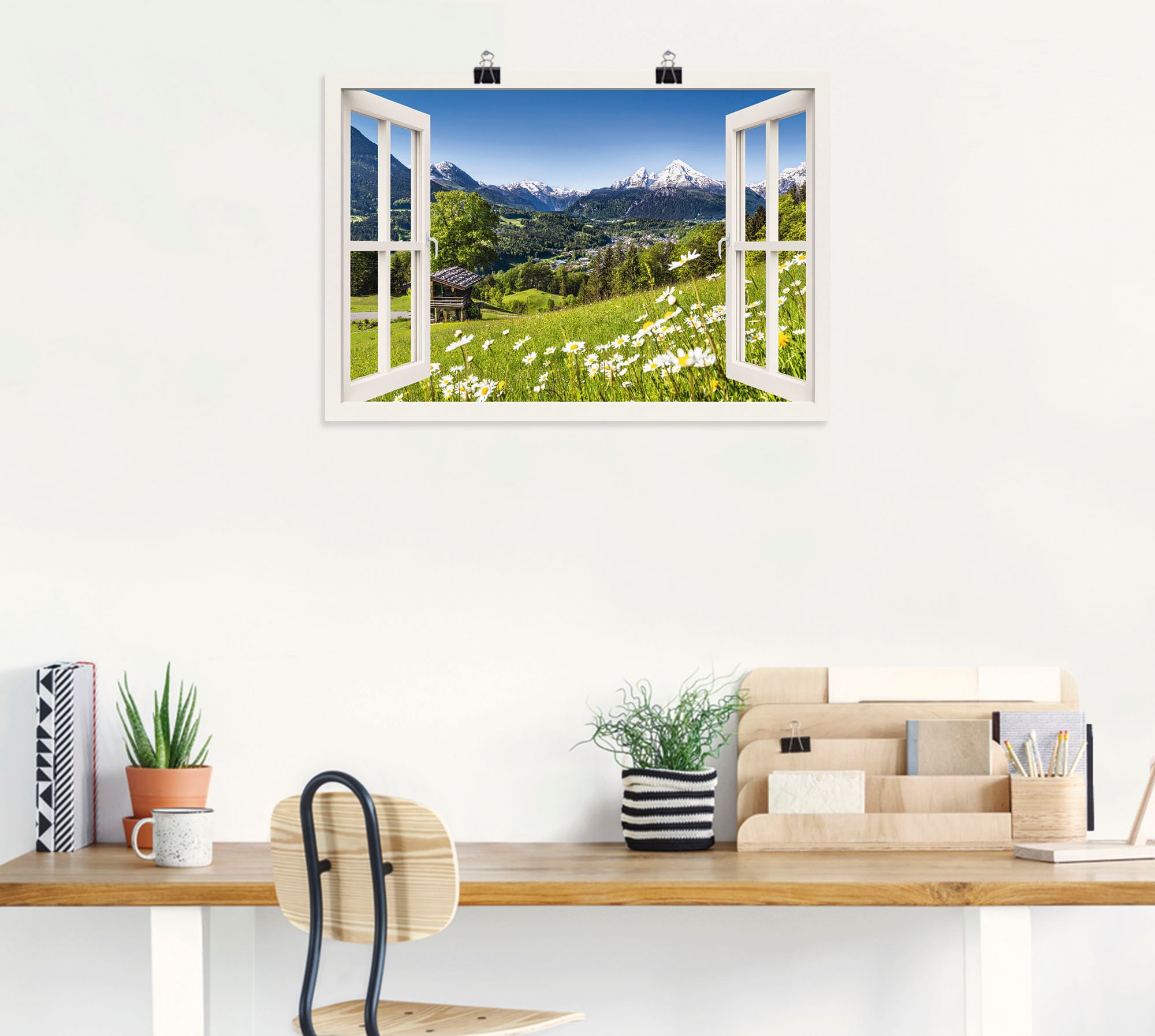 Artland Wandbild »Fensterblick Bayerischen Alpen« Berge 1 Stk. tlg. als Alubild, Leinwandbild, Wandaufkleber oder Poster in versch. Größen