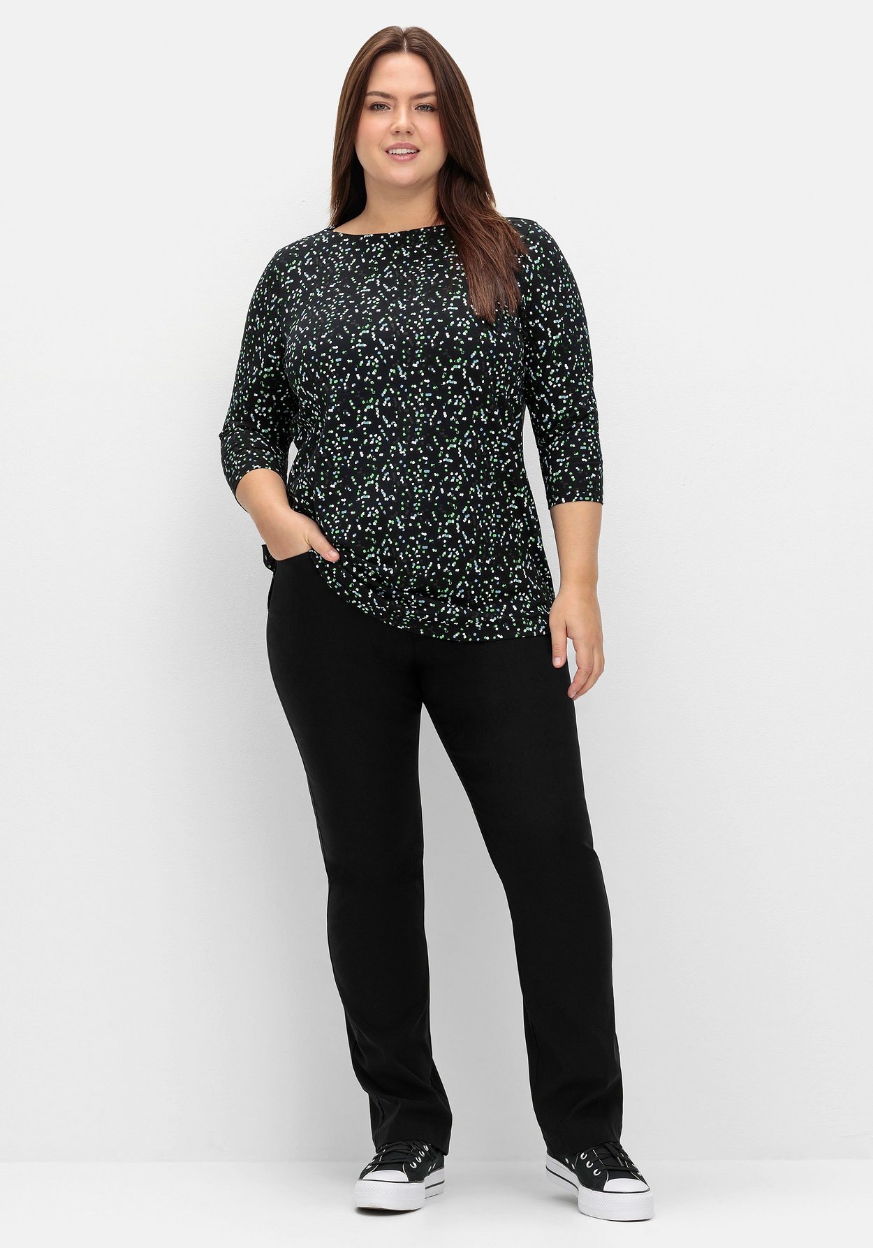 Sheego 3/4-Arm-Shirt »Shirt mit grafischem Minimalprint«