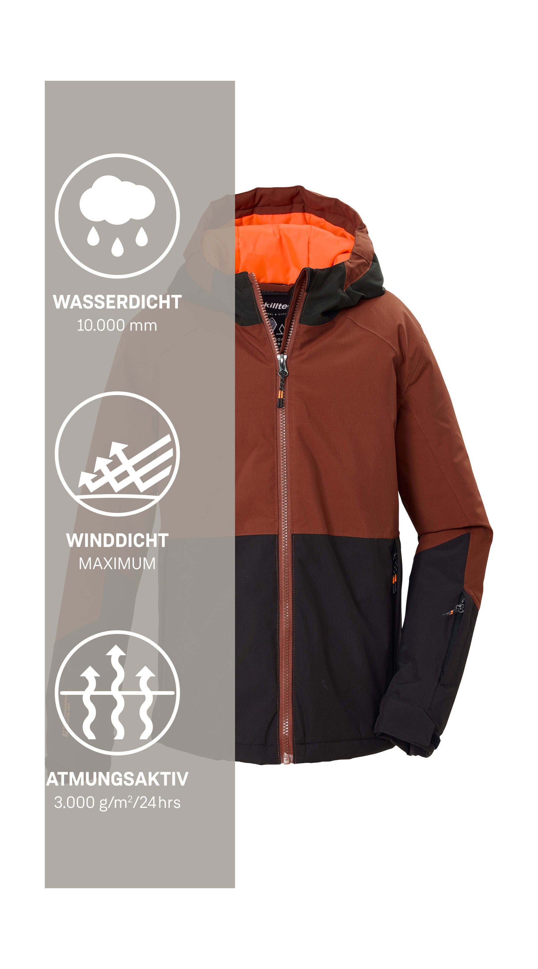 Killtec Skijacke »KSW 205 BYS SKI JCKT« Zweifarbige, wasserdichte, atmungsaktive Skijacke mit Extras