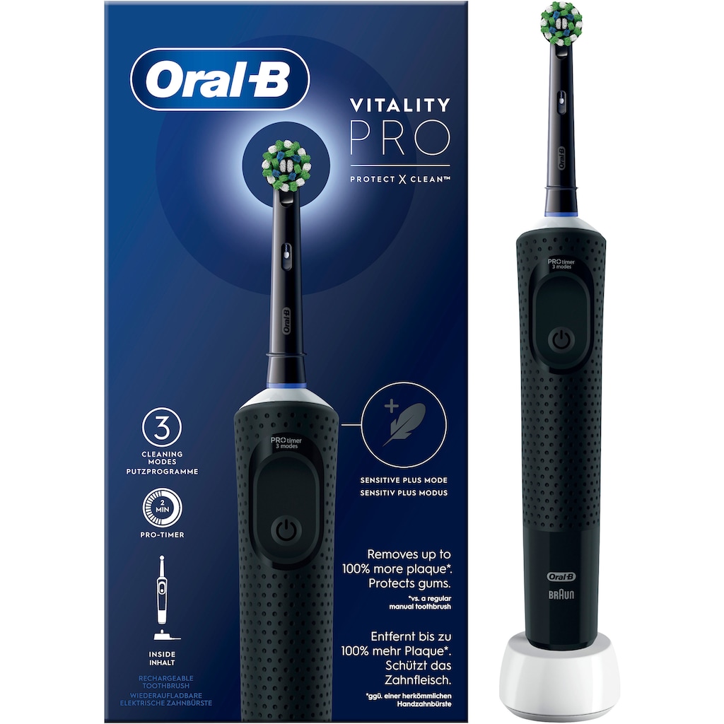 Oral B Elektrische Zahnbürste »Vitality Pro«, 1 St. Aufsteckbürsten, 3 Putzmodi
