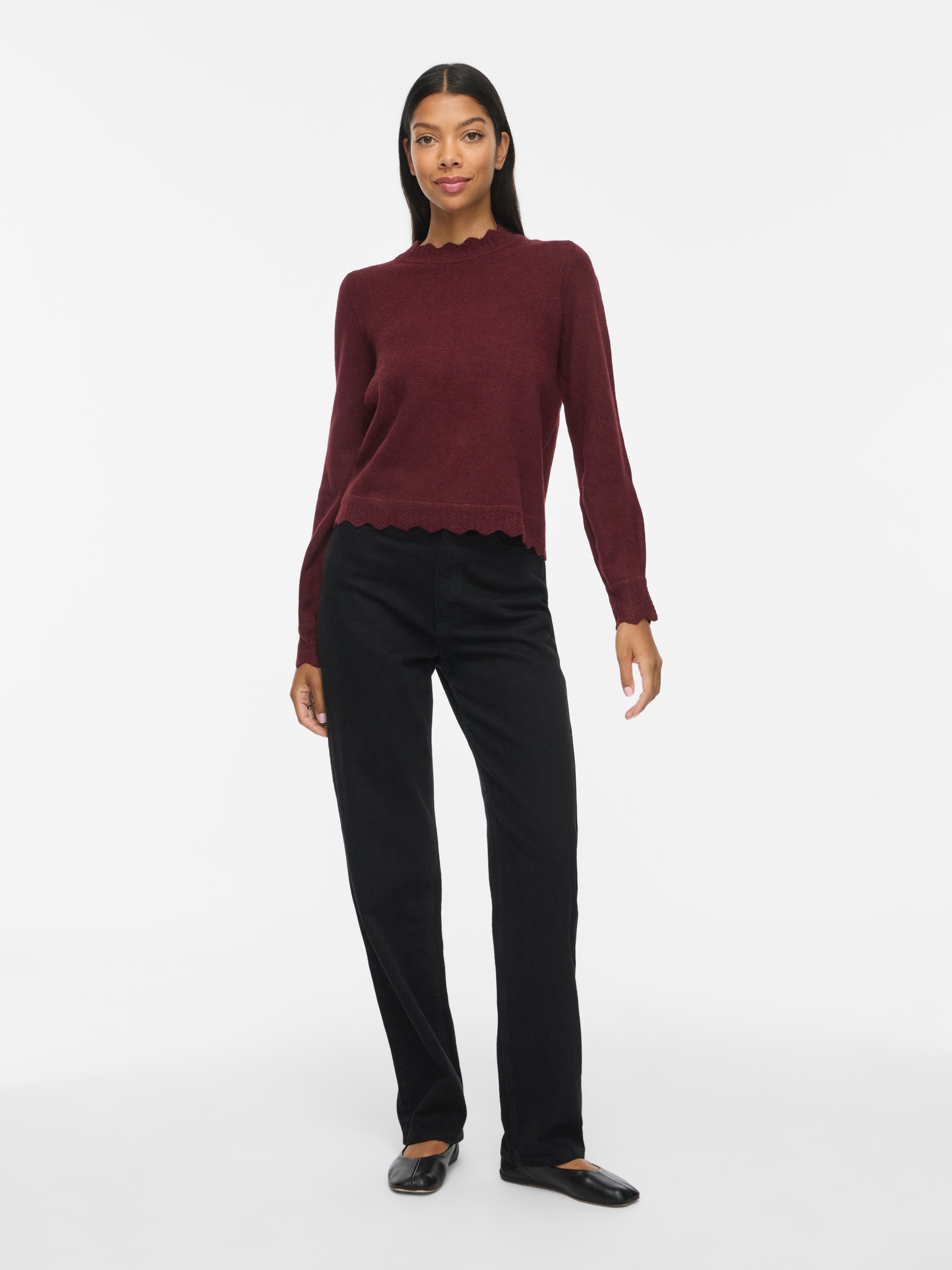 Vila Strickpullover »VINIKOLINA O-NECK L/S KNIT TOP - NOOS« Materialmix, regular fit