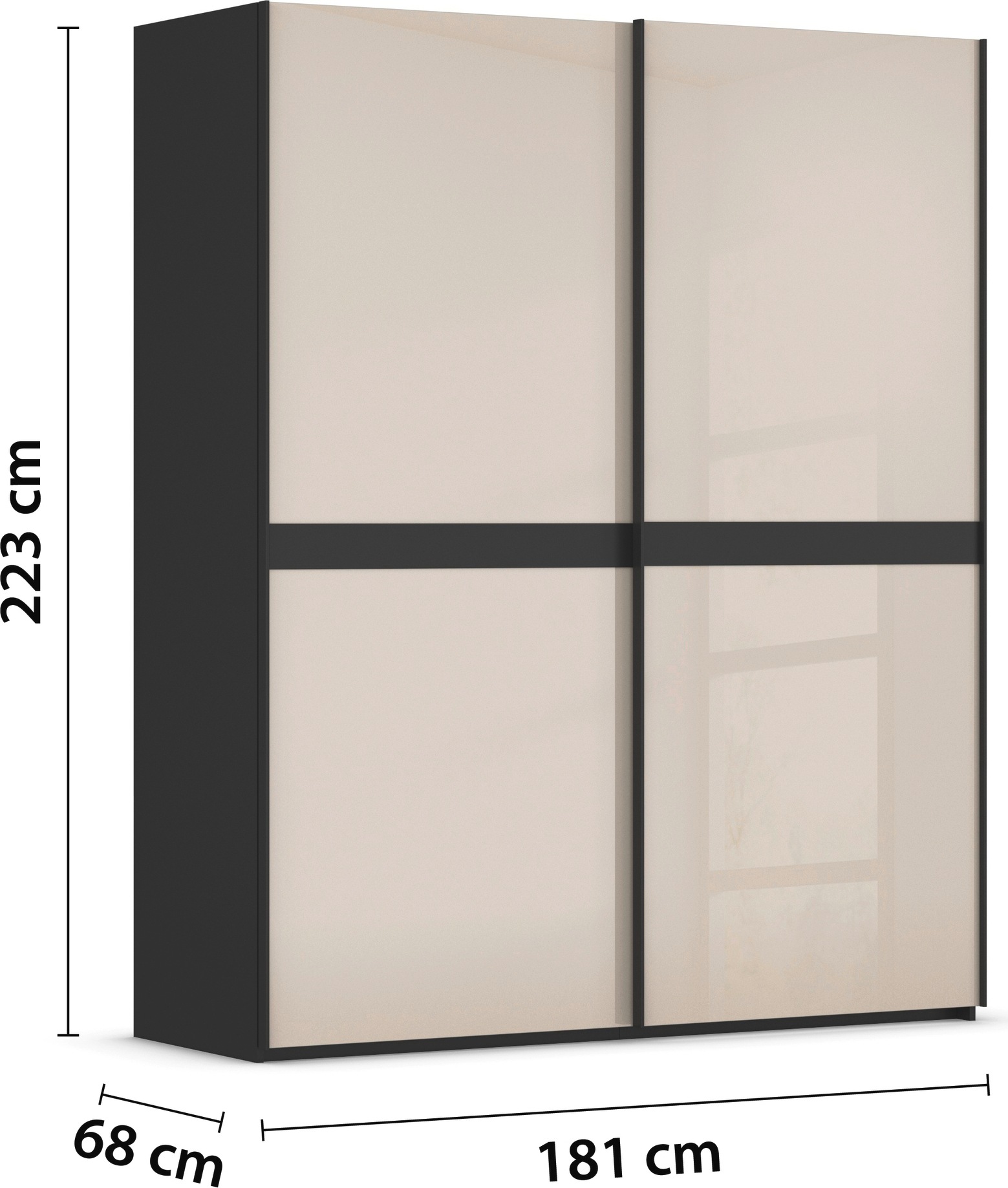 rauch Schwebetürenschrank »Kleiderschrank Schrank Garderobe Schlafzimmerschrank SCALE-LINE« edle Optik mit Bauchbinde in Korpusfarbe mit Glasfront MADE IN GERMANY