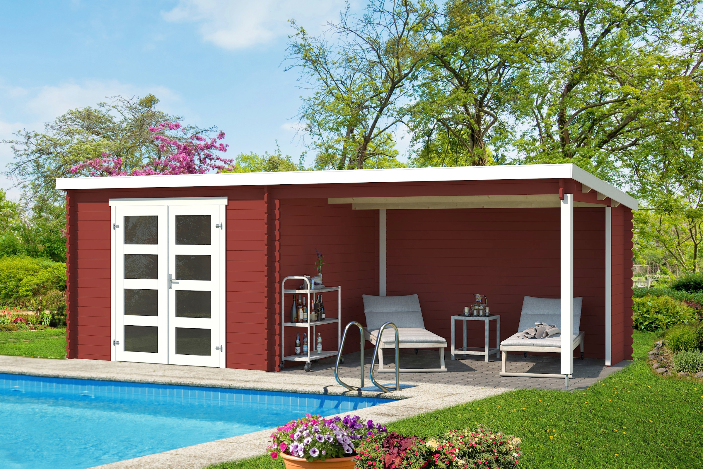 LASITA MAJA Gartenhaus »Novia 275 Plus, Schwedenrot« mit Anbau