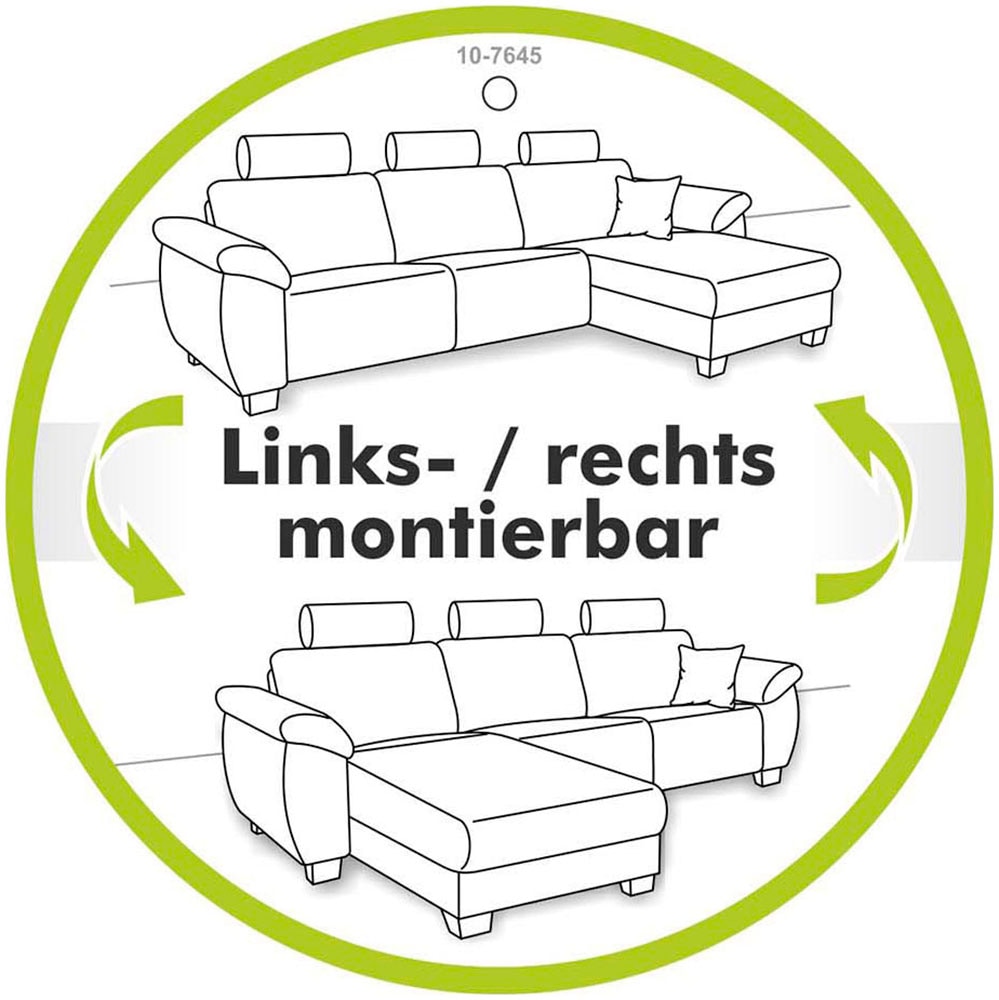 Jockenhöfer Gruppe Ecksofa »Slider L-Form, B: 277 cm Couch, 60cm elektrische Sitztiefenverstellung« 140kg Belastbarkeit, USB-Anschluss, Kopfteilverstellung & Zierkissen